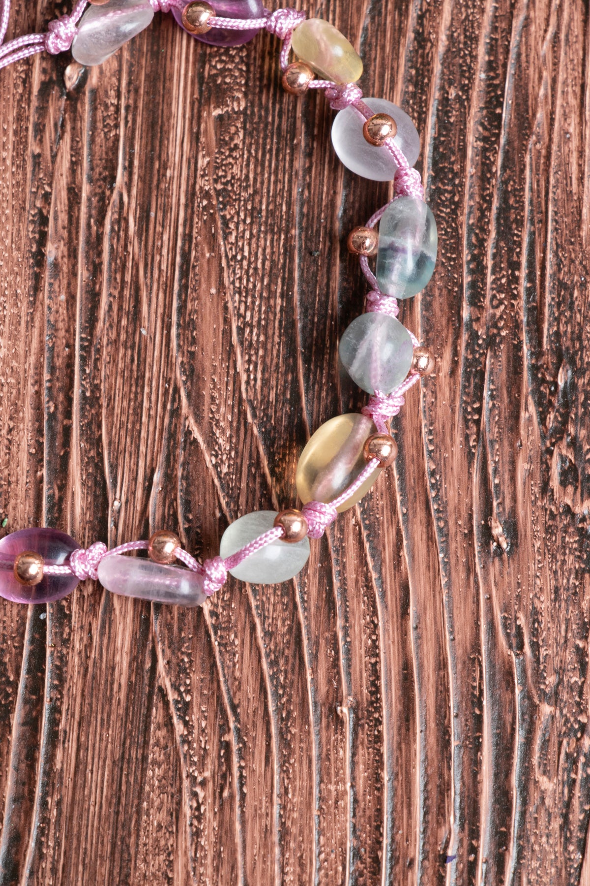 Image of Orijinal Sertifikalı Florit Doğal Taş Makrome Bileklik