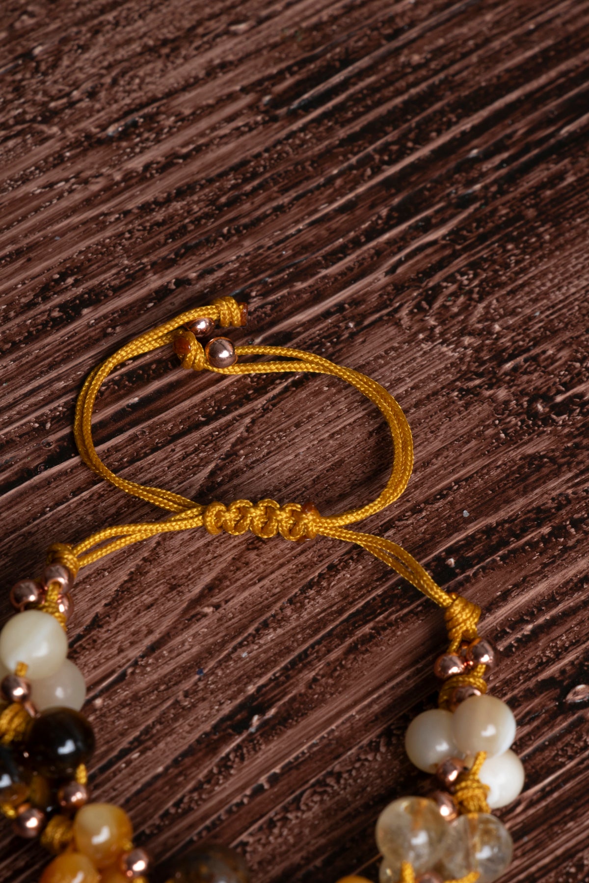 Image of Orijinal Sertifikalı Çakra Bileklik Kalsit Sitrin Kehribar Kaplan Gözü Doğal Taş Makrome