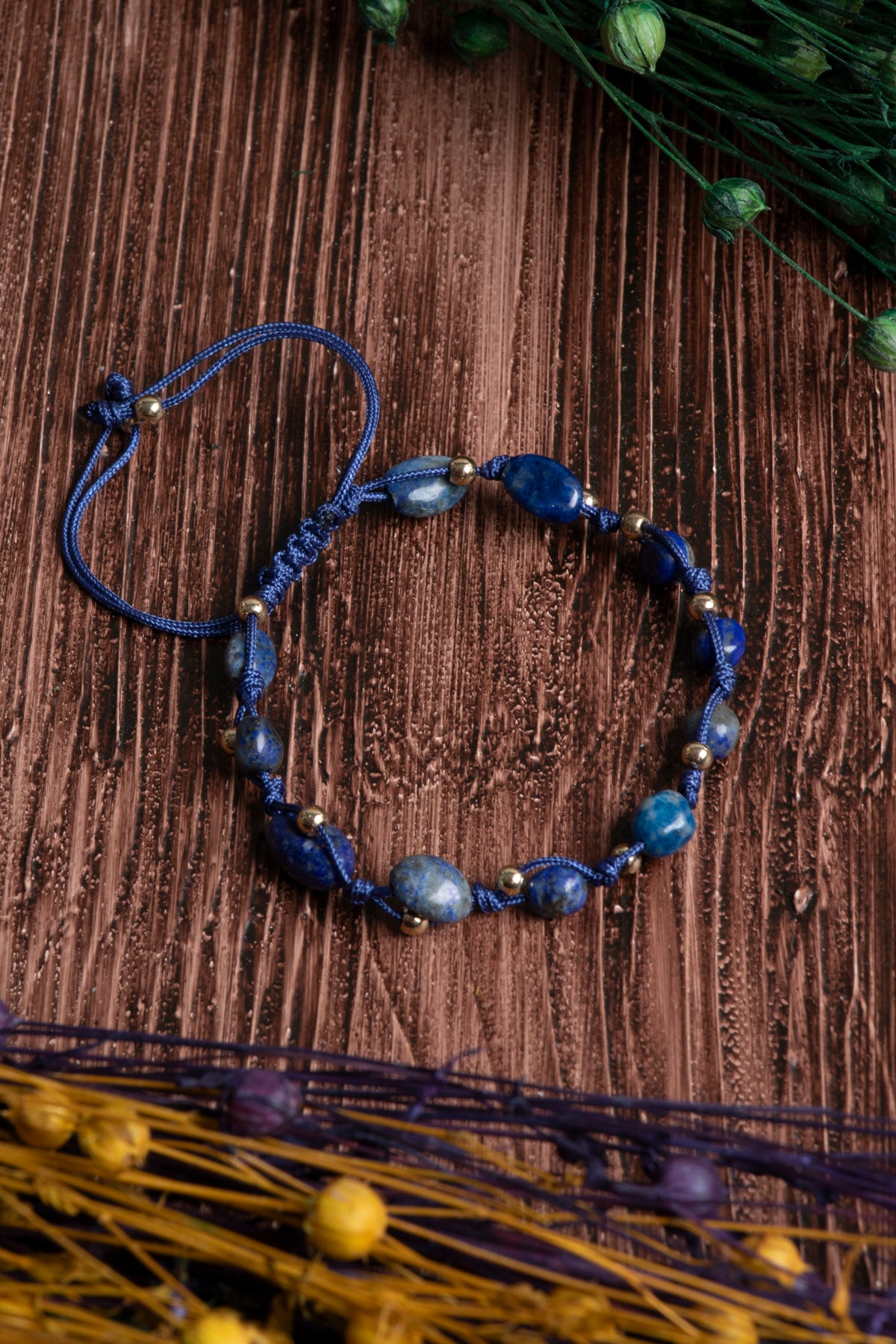 Image of Orijinal Sertifikalı Lapis Lazuli Doğal Taş Makrome Bileklik