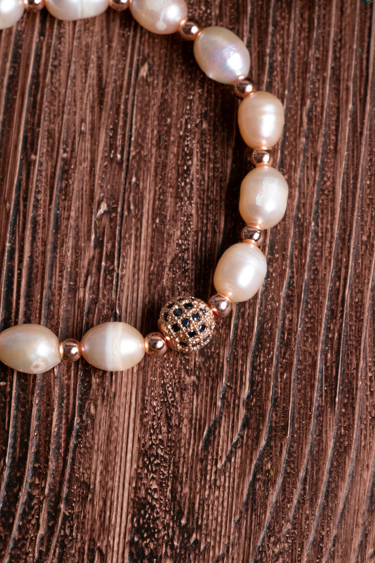 Image of Orijinal Sertifikalı İnci Hematit Zirkon Aparatlı Doğal Taş Bileklik