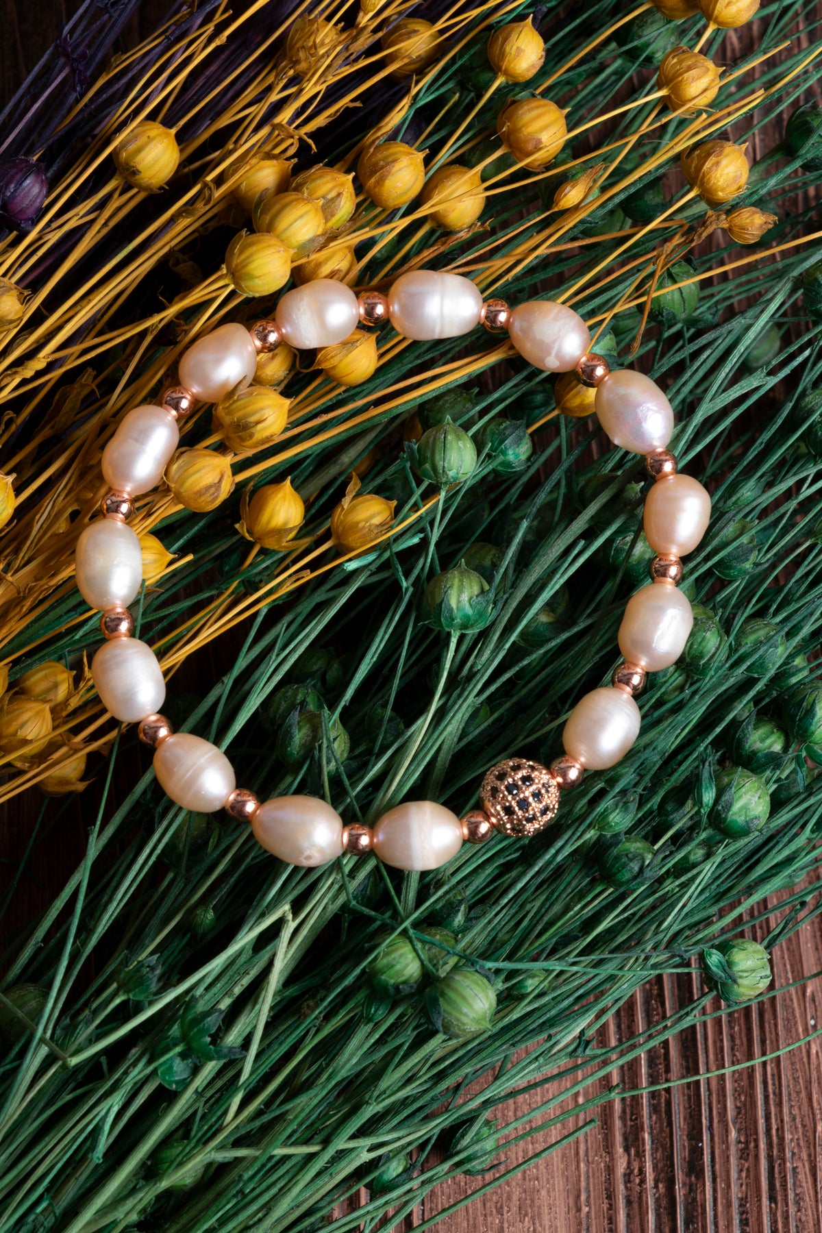 Image of Orijinal Sertifikalı İnci Hematit Zirkon Aparatlı Doğal Taş Bileklik