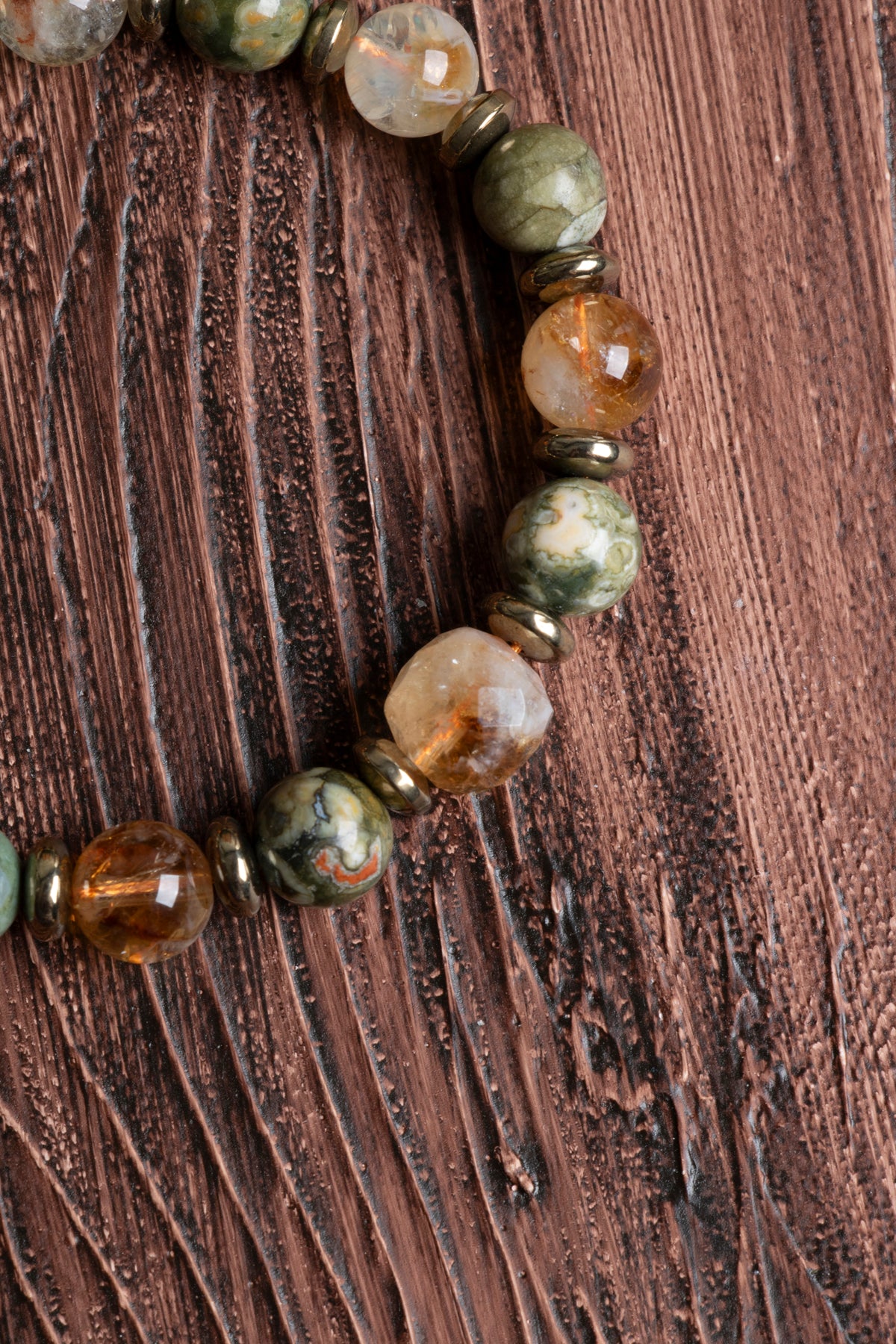 Image of Sertifikalı Sitrin Jasper Hematit Doğal Taş Makrome Bileklik