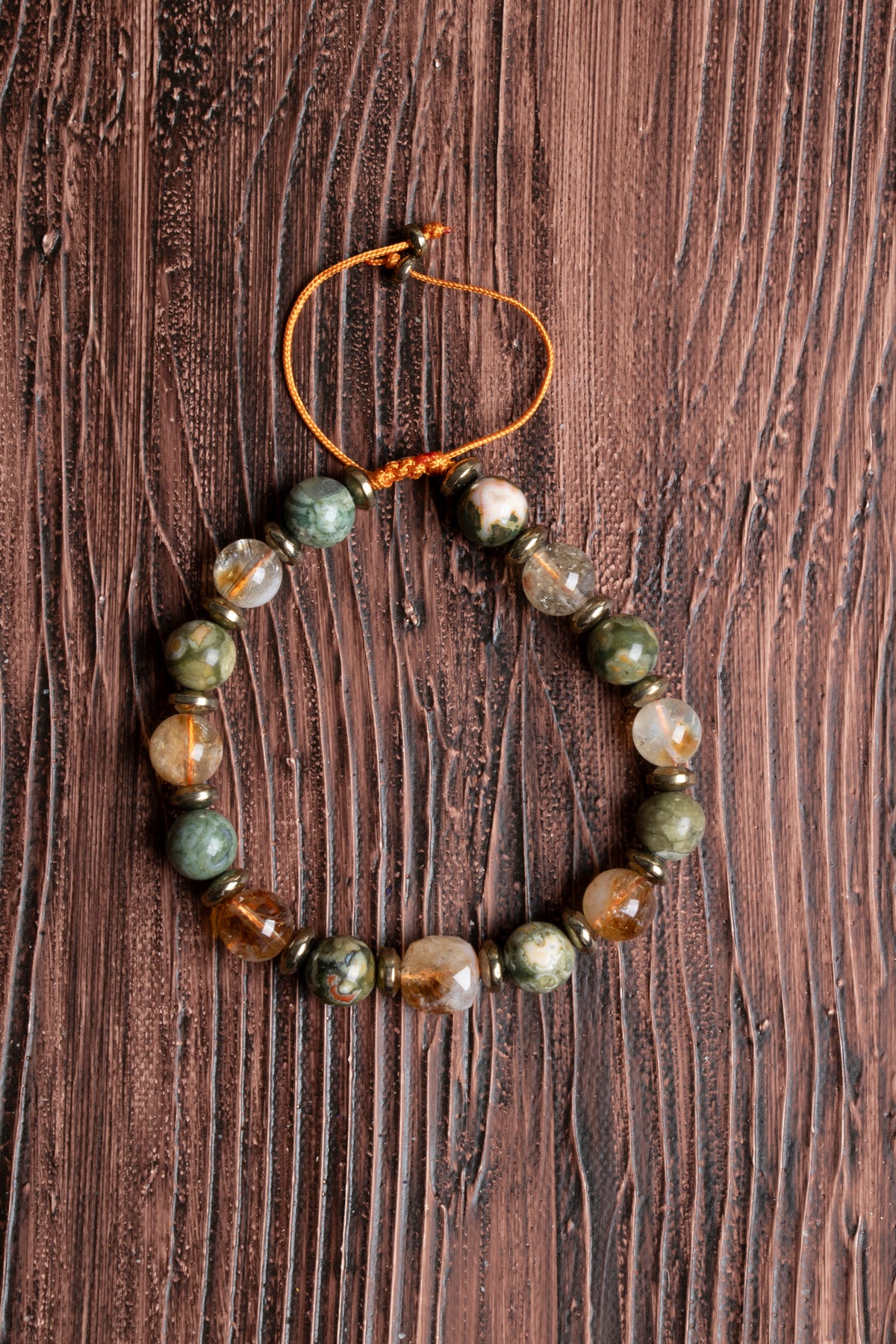 Image of Sertifikalı Sitrin Jasper Hematit Doğal Taş Makrome Bileklik