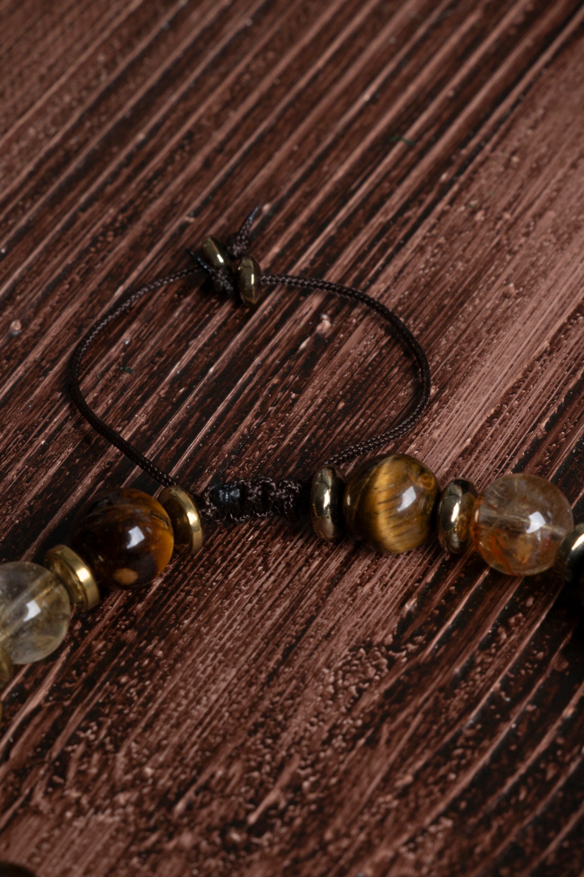 Image of Orijinal Sertifikalı Kaplan Gözü Hematit Sitrin Doğal Taş Makrome Bileklik