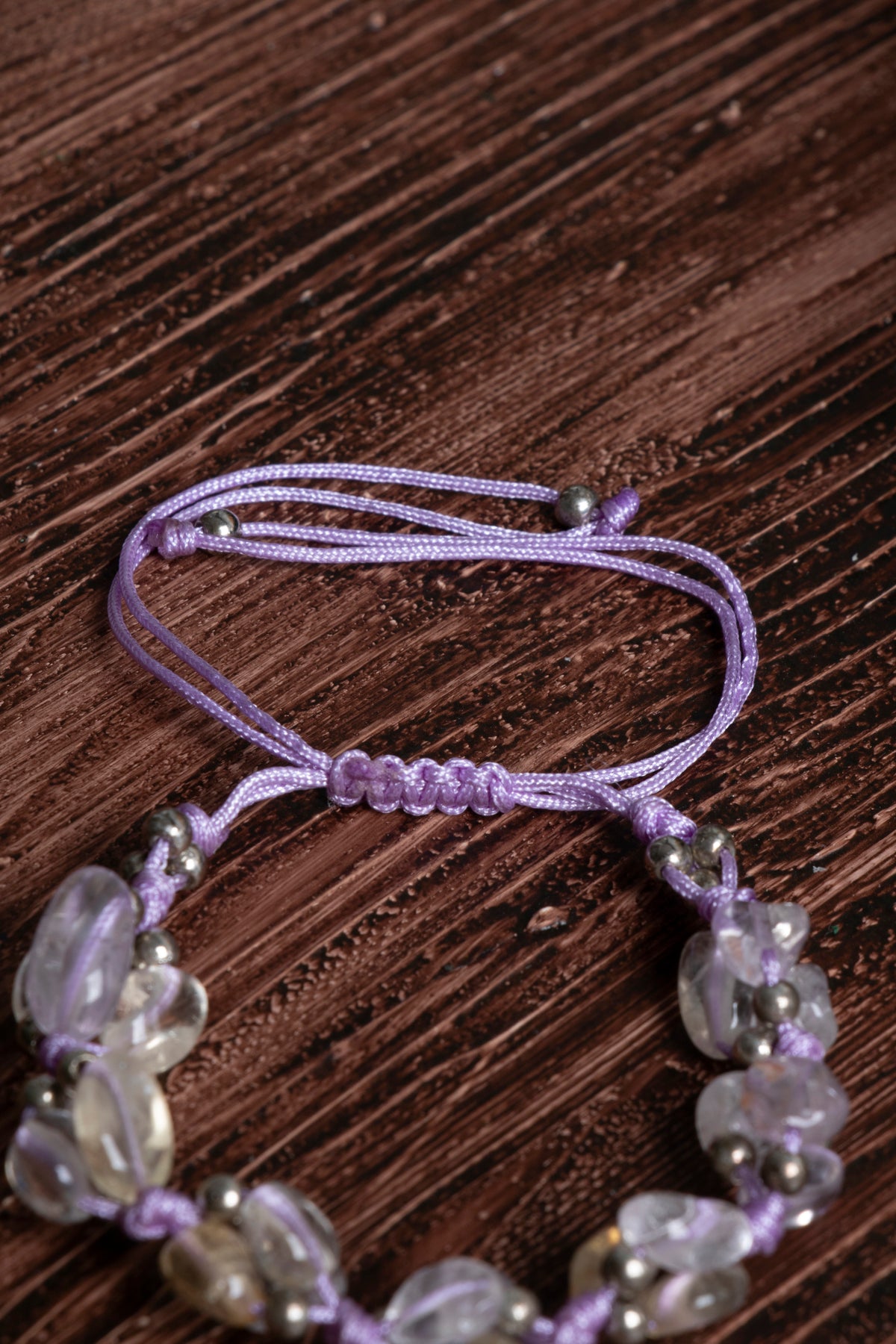 Image of Orijinal Sertifikalı Ametrin Hematit Doğal Taş Makrome Bileklik