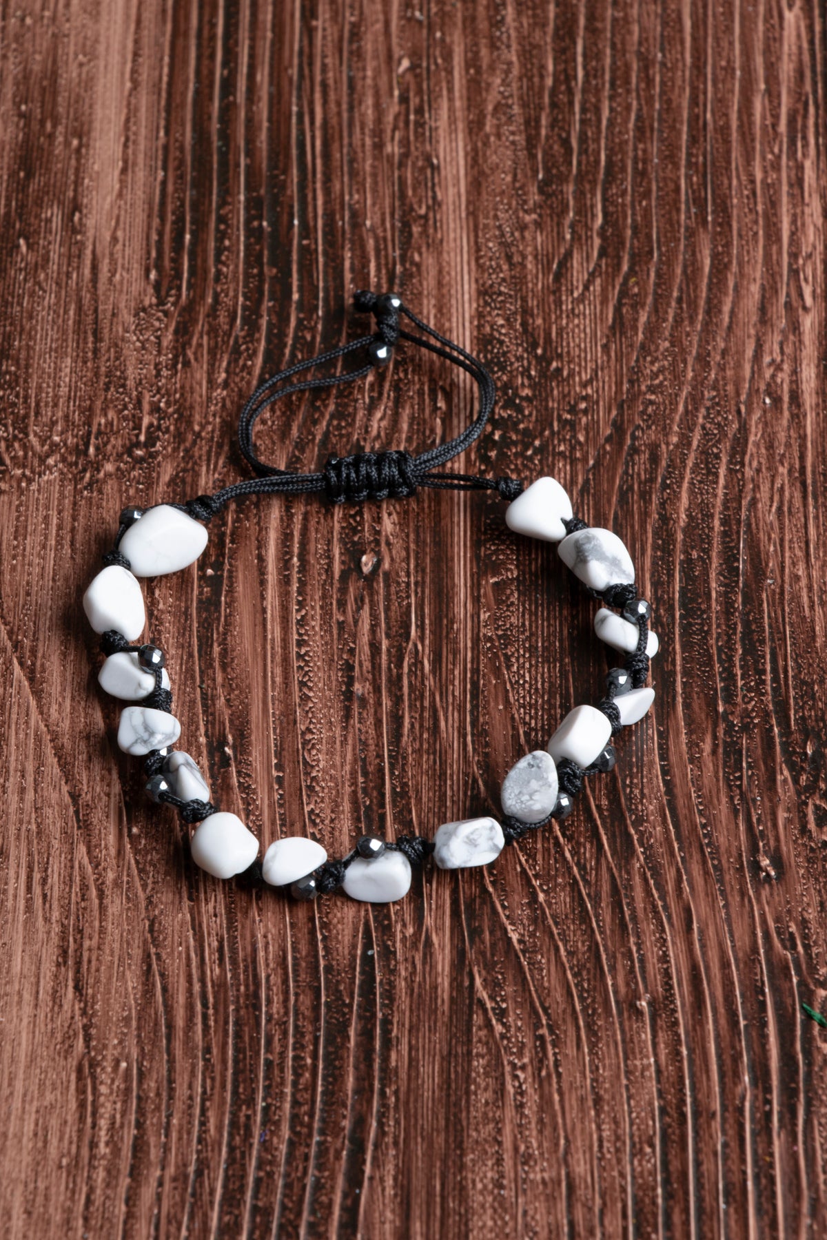 Image of Orijinal Sertifikalı Havlit Hematit Doğal Taş Makrome Bileklik