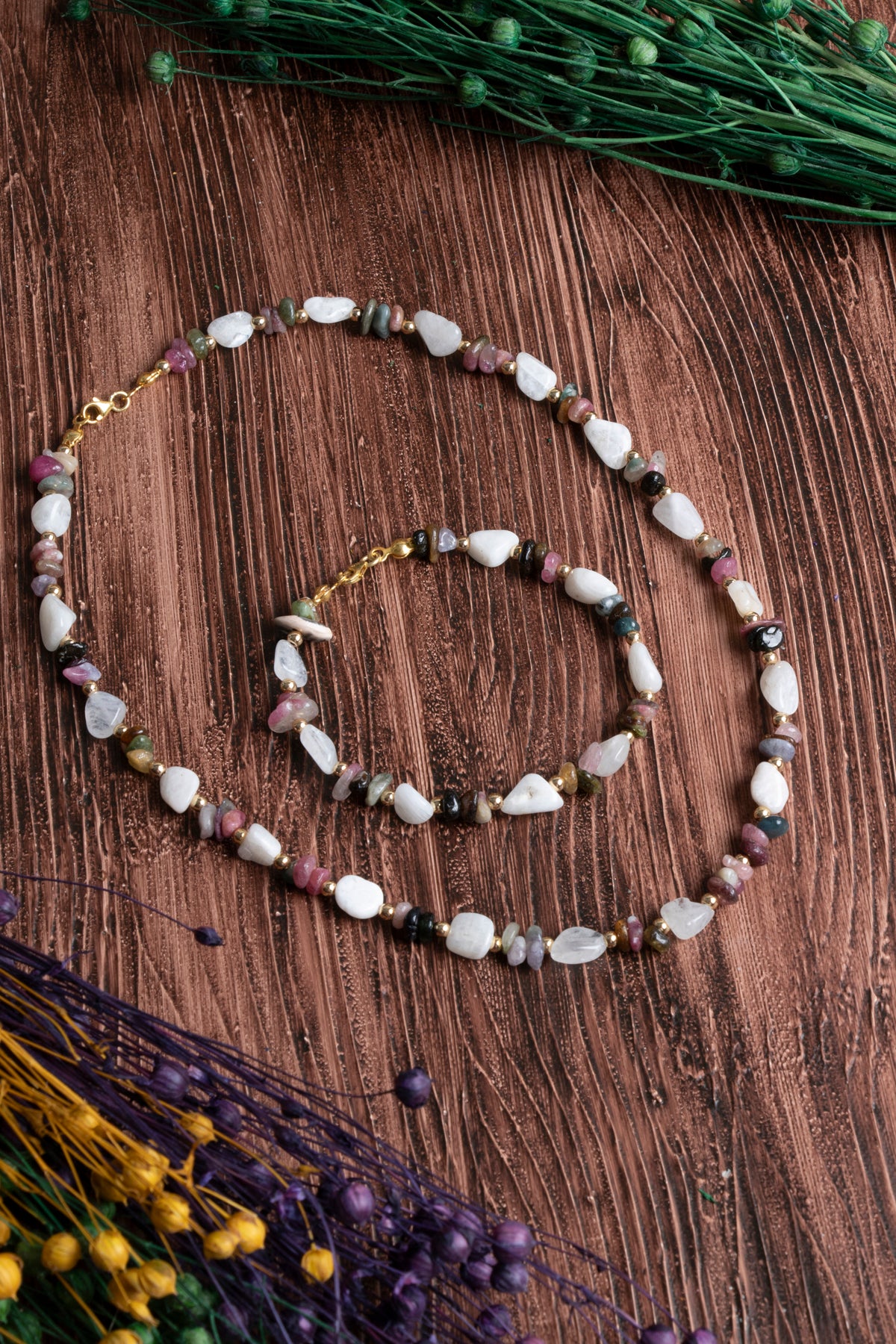 Image of Orijinal Sertifikalı Turmalin Aytaşı Gümüş Kapama Kolye Bileklik Seti