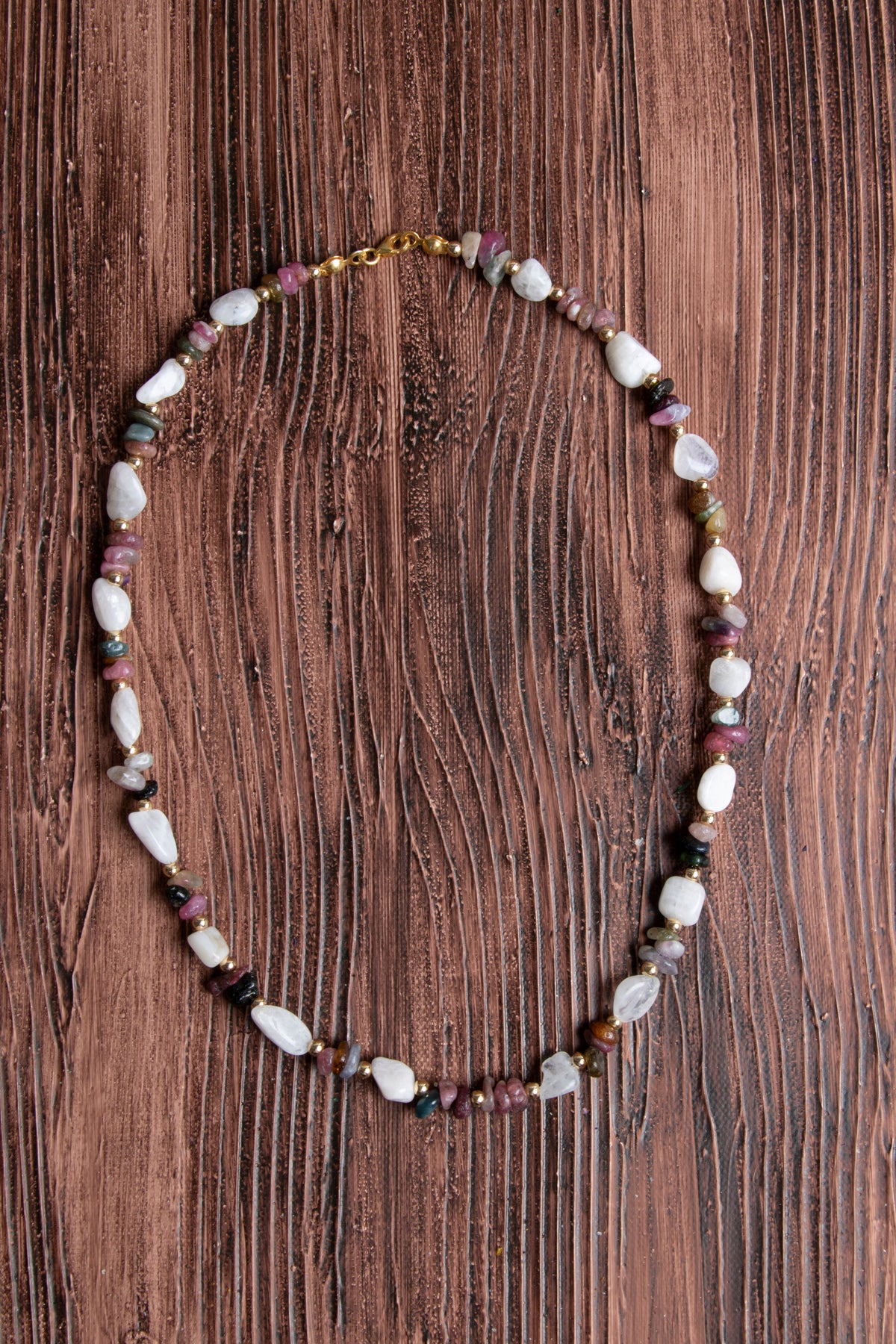 Image of Sertifikalı Turmalin Ay Taşı Gümüş Kapama Doğal Taş Kolye