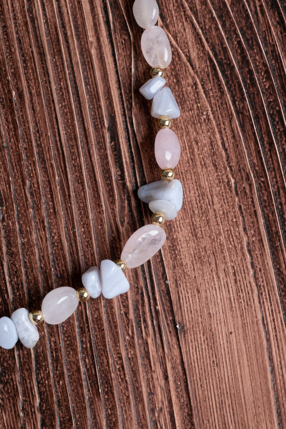 Image of Orijinal Sertifikalı Pembe Kuvars Kalsedon Hematit Doğal Taş Kolye