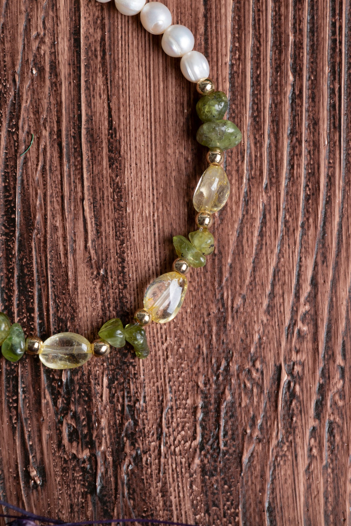 Image of Orijinal Sertifikalı İnci Zebercet Sitrin Gümüş Kapama Doğal Taş Bileklik