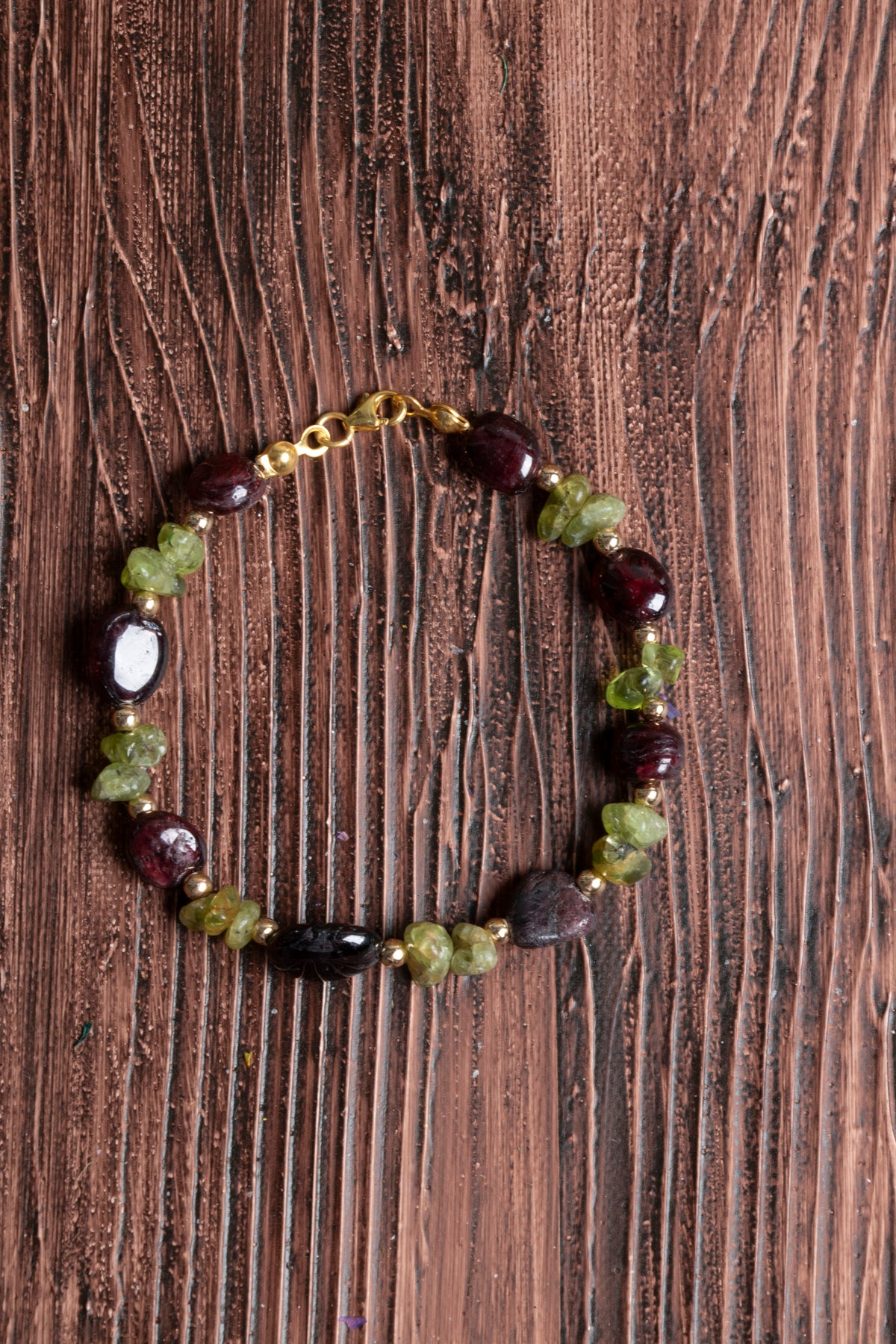 Image of Orijinal Sertifikalı Lal Granat Zebercet Gümüş Kapama Doğal Taş Bileklik