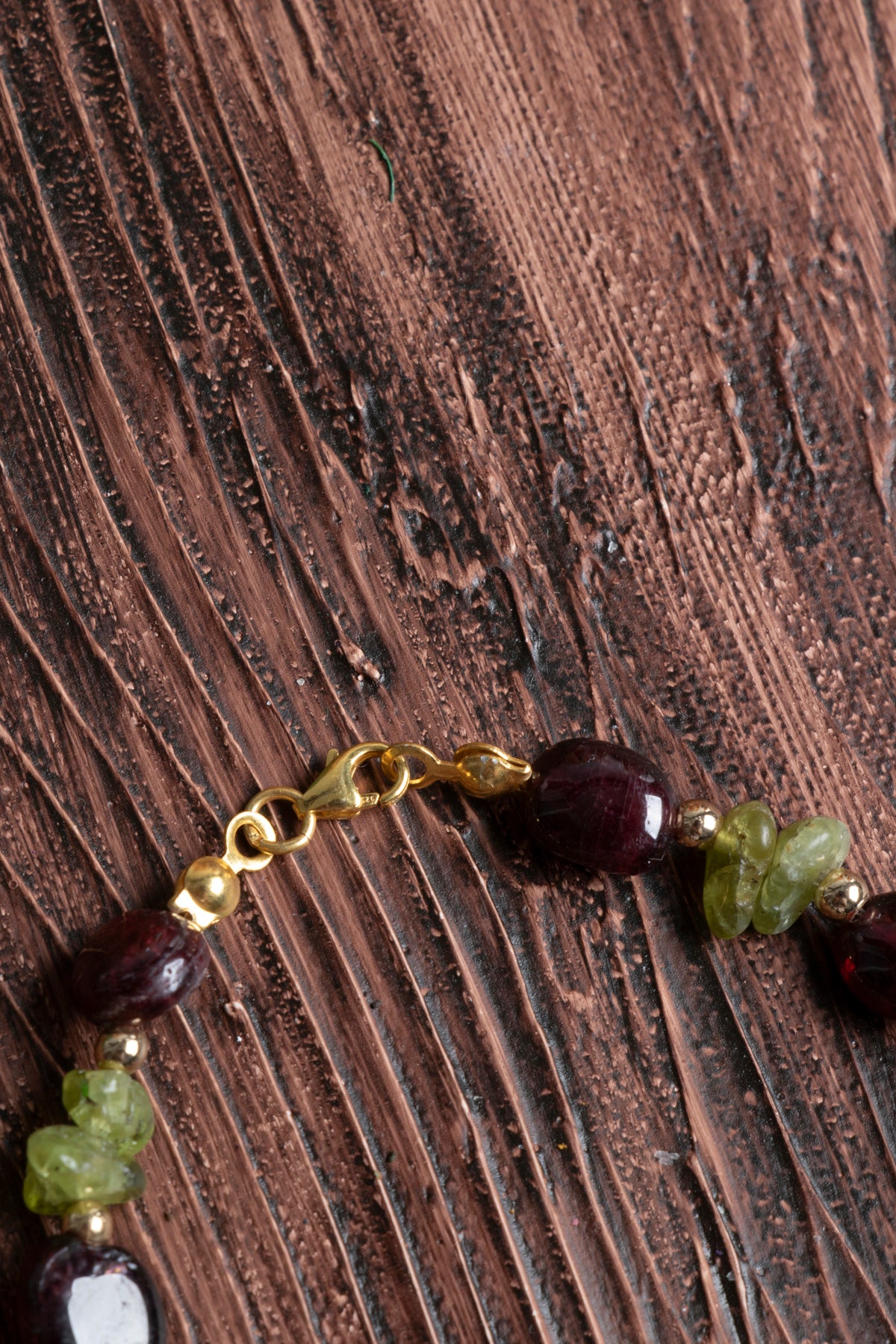 Image of Orijinal Sertifikalı Lal Granat Zebercet Gümüş Kapama Doğal Taş Bileklik