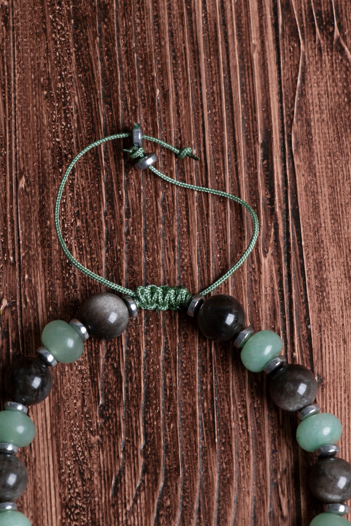 Image of Orijinal Sertifikalı Obsidyen Aventurin Hematit Doğal Taş Makrome Bileklik