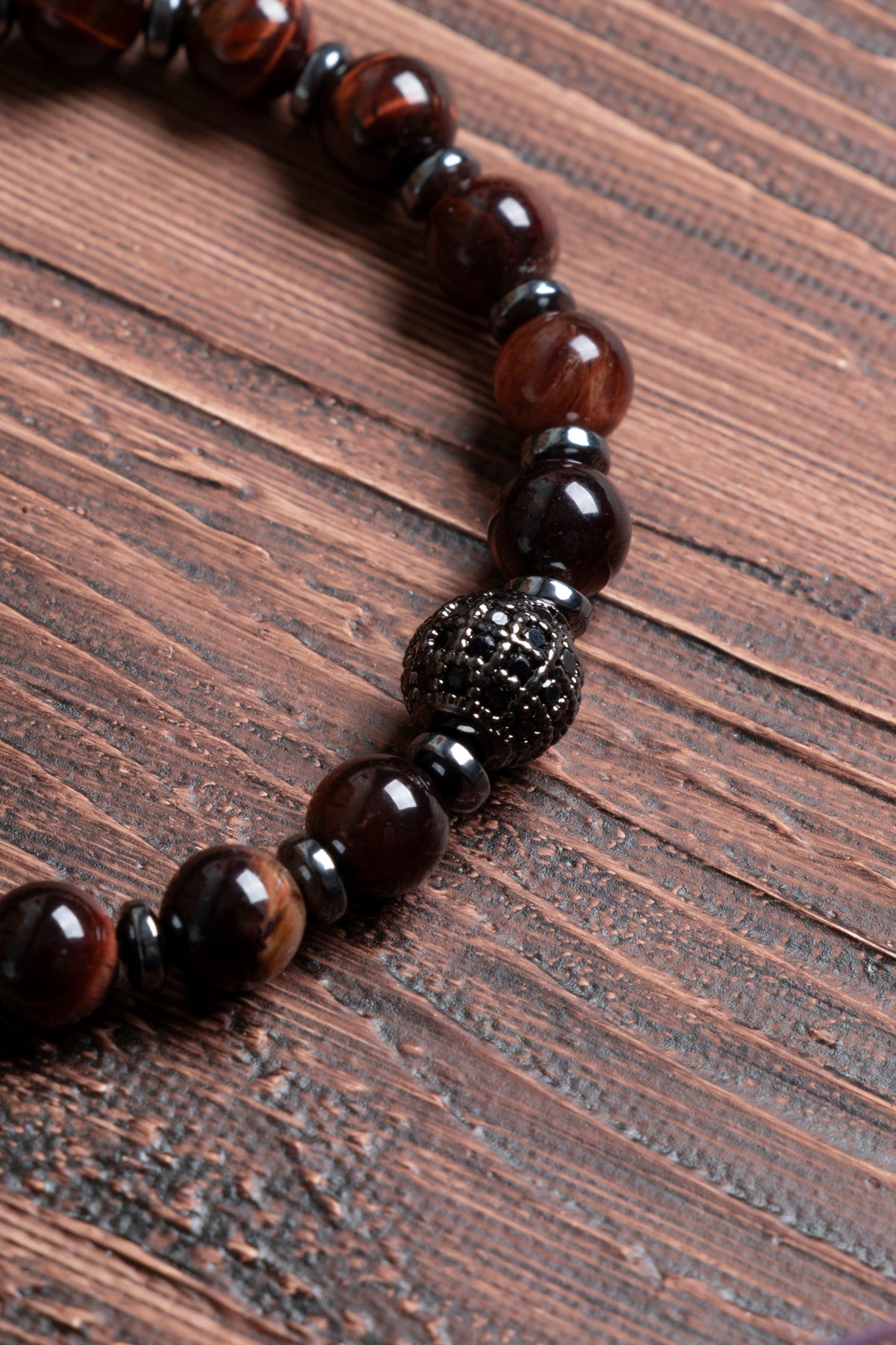 Image of Orijinal Sertifikalı Kaplan Gözü Doğal Taş Zirkon Aparatlı Makrome Bileklik