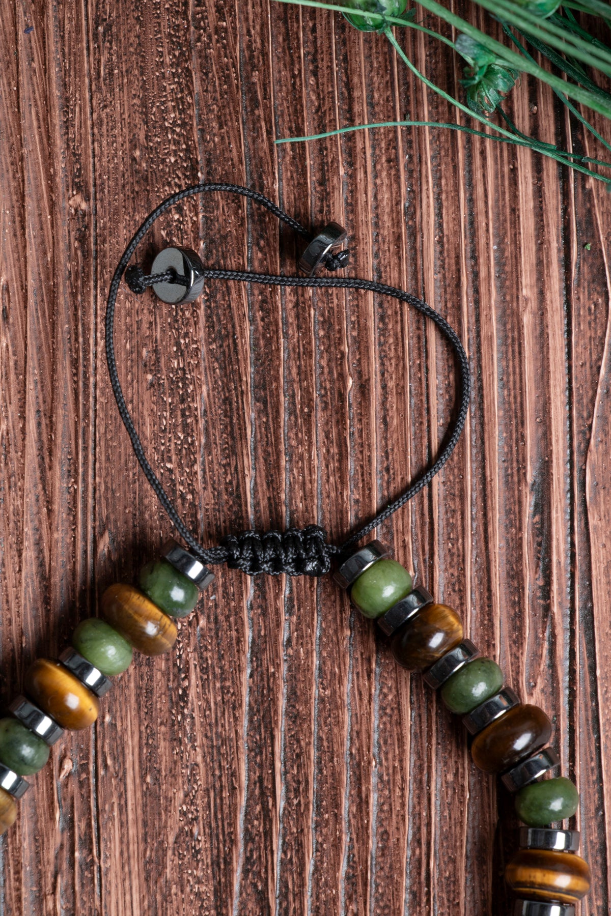 Image of Orijinal Sertifikalı Yeşim Hematit Rondel Doğal Taş Makrome Bileklik