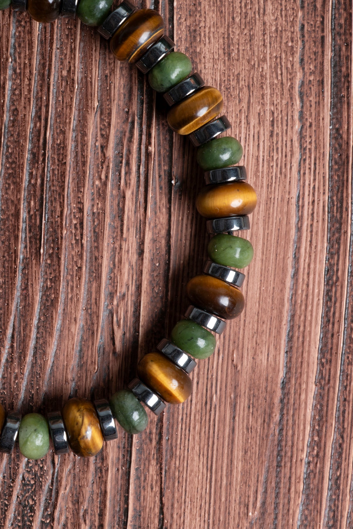 Image of Orijinal Sertifikalı Yeşim Hematit Rondel Doğal Taş Makrome Bileklik