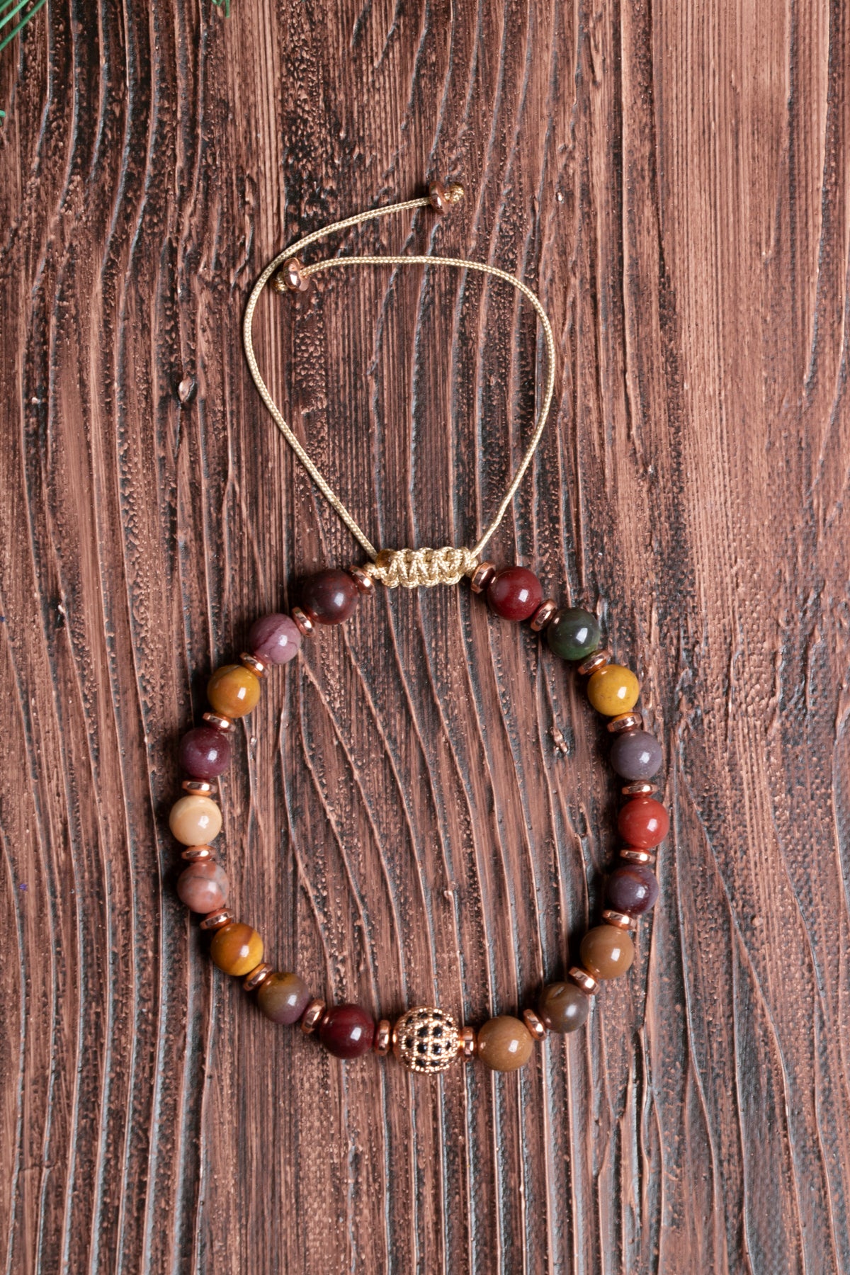 Image of Orijinal Sertifikalı Jasper Hematit Doğal Taş Zirkon Aparatlı Bileklik