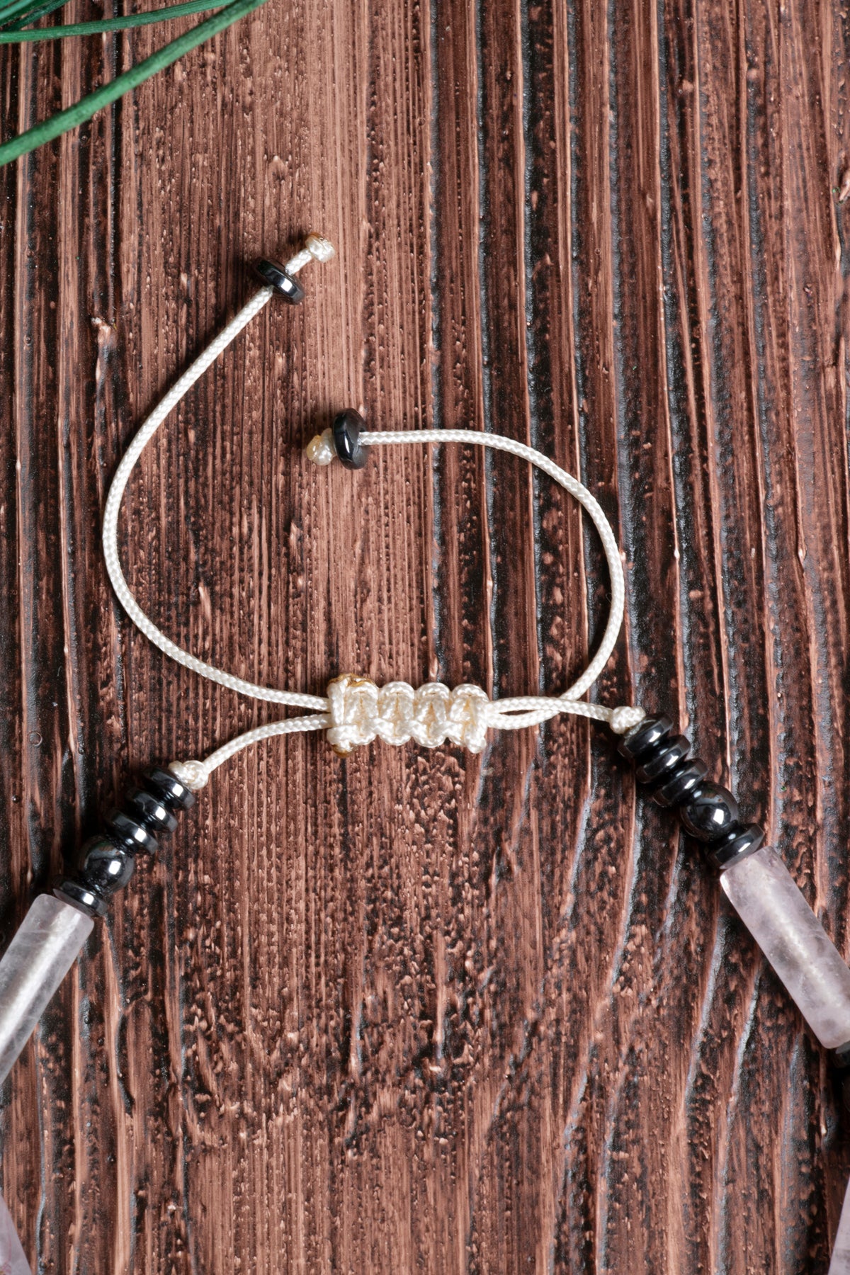 Image of Orijinal Sertifikalı Pembe Kuvars Hematit Doğal Taş Zirkon Aparatlı Makrome Bileklik