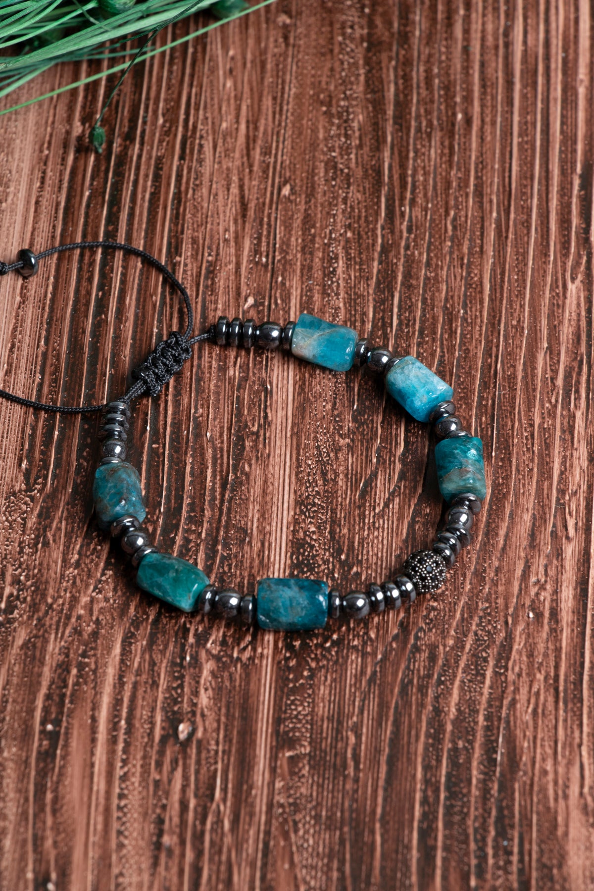 Image of Orijinal Sertifikalı Apatit Hematit Doğal Taş Zirkon Aparat Makrome Bileklik