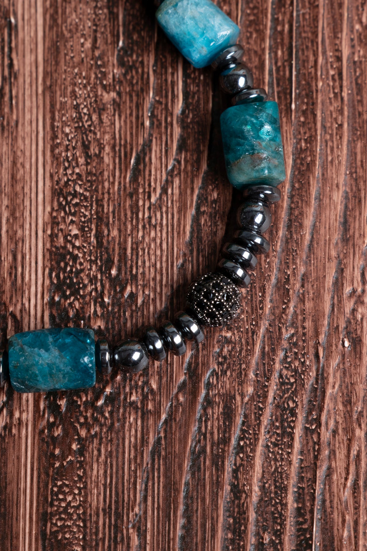 Image of Orijinal Sertifikalı Apatit Hematit Doğal Taş Zirkon Aparat Makrome Bileklik