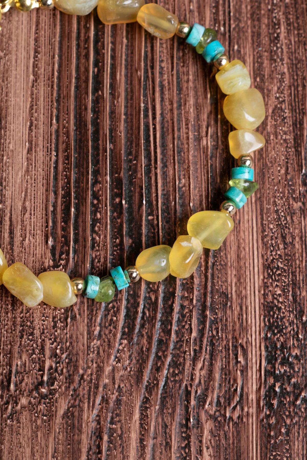 Image of Sertifikalı Sarı Opal Turkuaz Doğal Taş Gümüş Kapama Bileklik