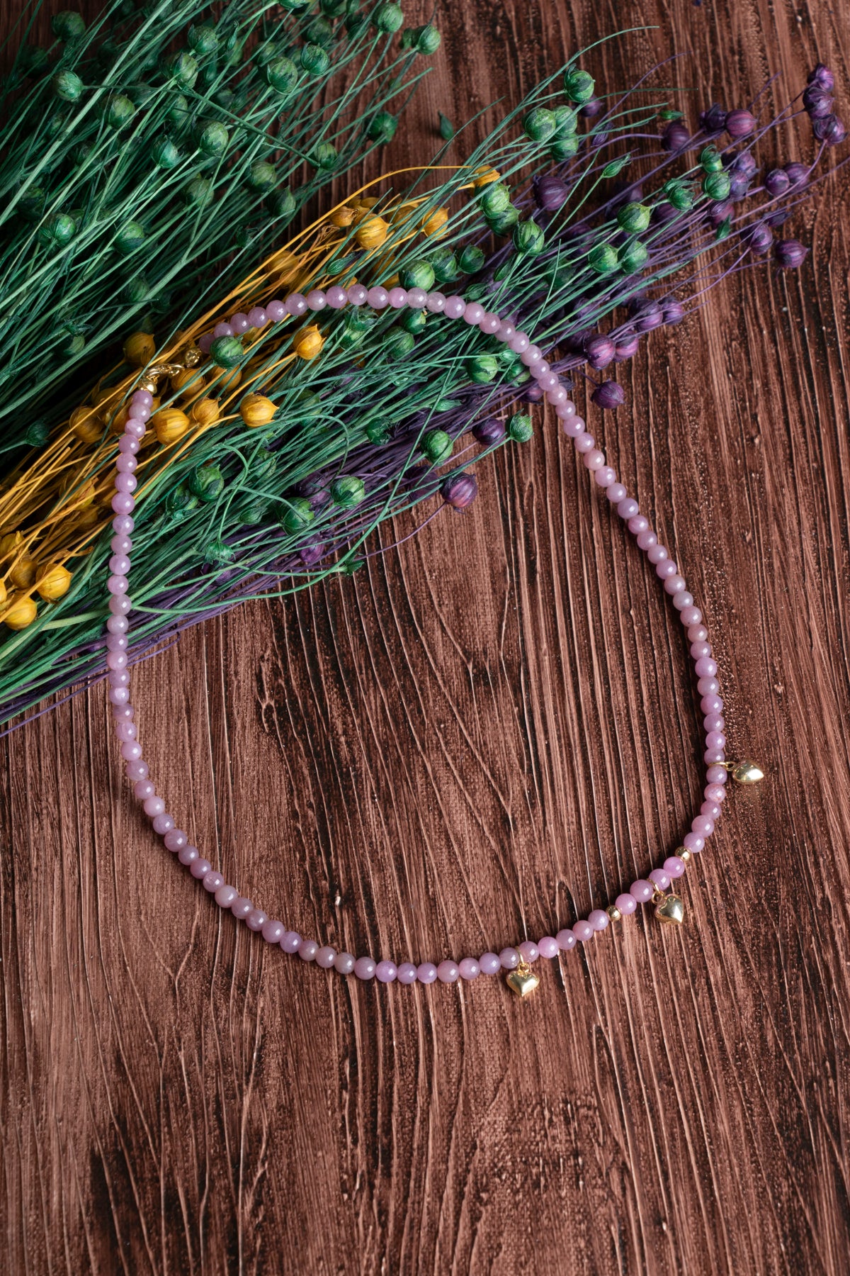 Image of Sertifikalı Yakut / Gümüş Kapama ve Kalp Aksesuarlı Doğal Taş Kolye (4 mm)