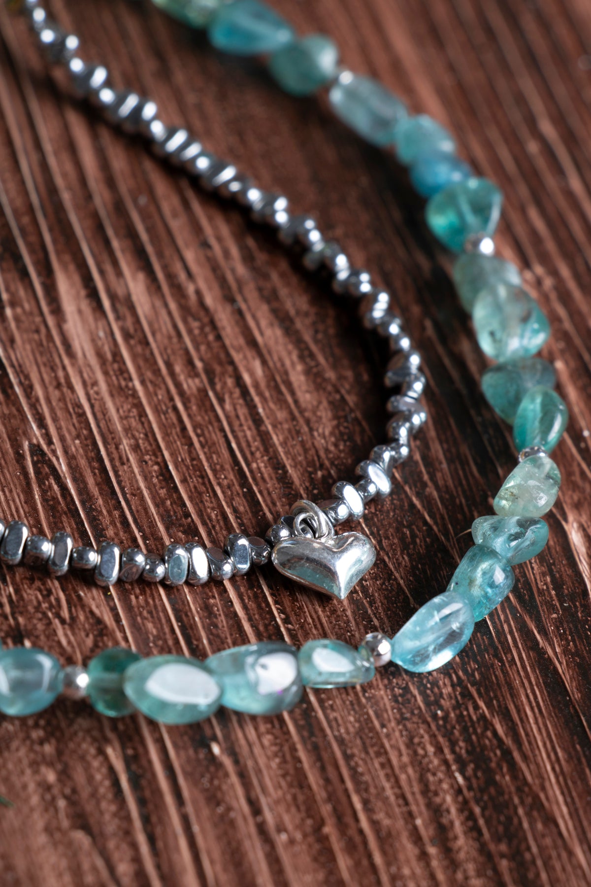 Image of Sertifikalı Apatit Hematit Doğal Taş Gümüş Kapama Kolye