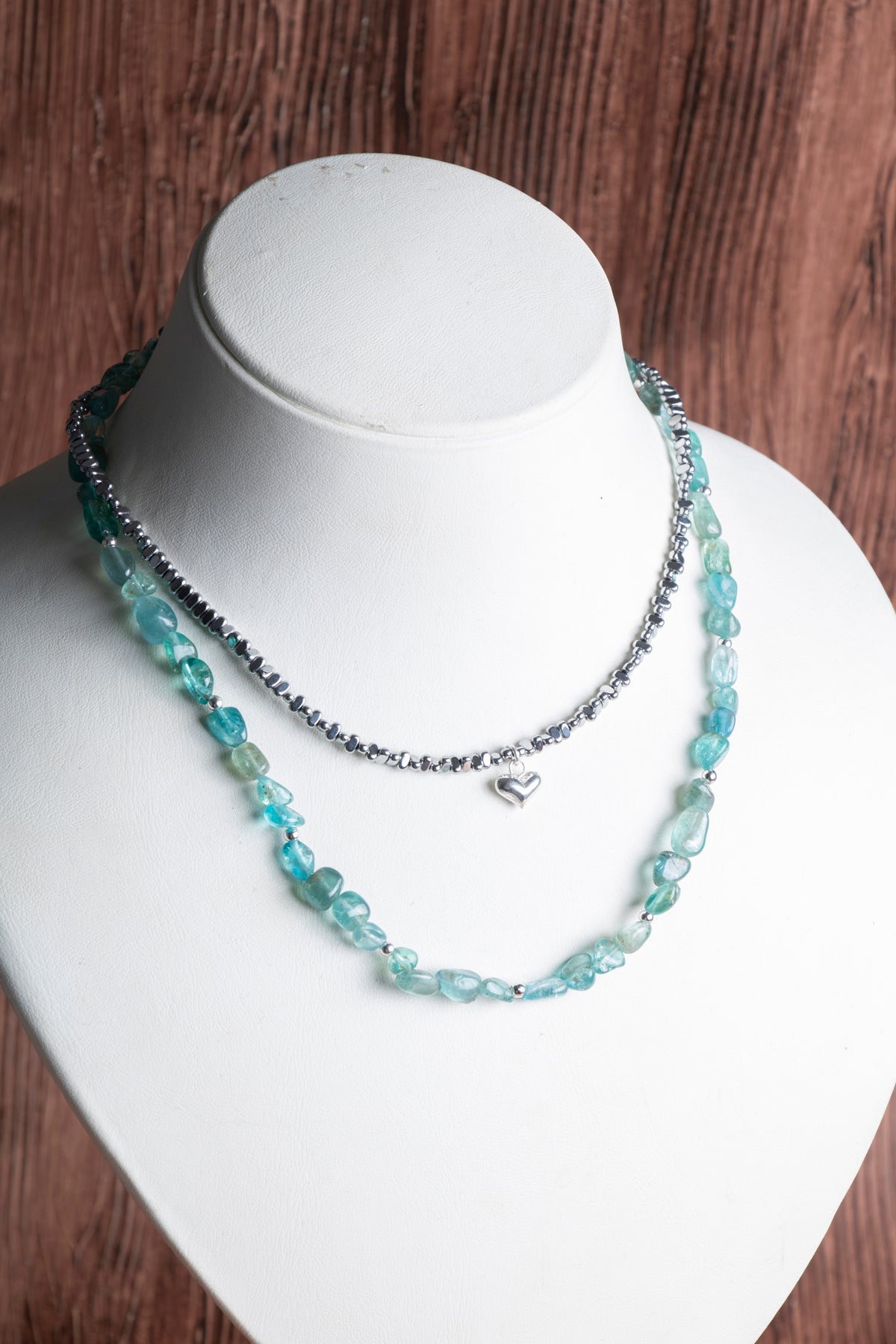 Image of Sertifikalı Apatit Hematit Doğal Taş Gümüş Kapama Kolye