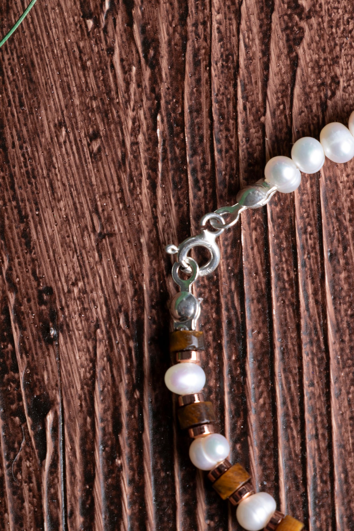 Image of Sertifikalı İnci Hematit Kaplan Gözü  925 Ayar Gümüş Kapama Bileklik