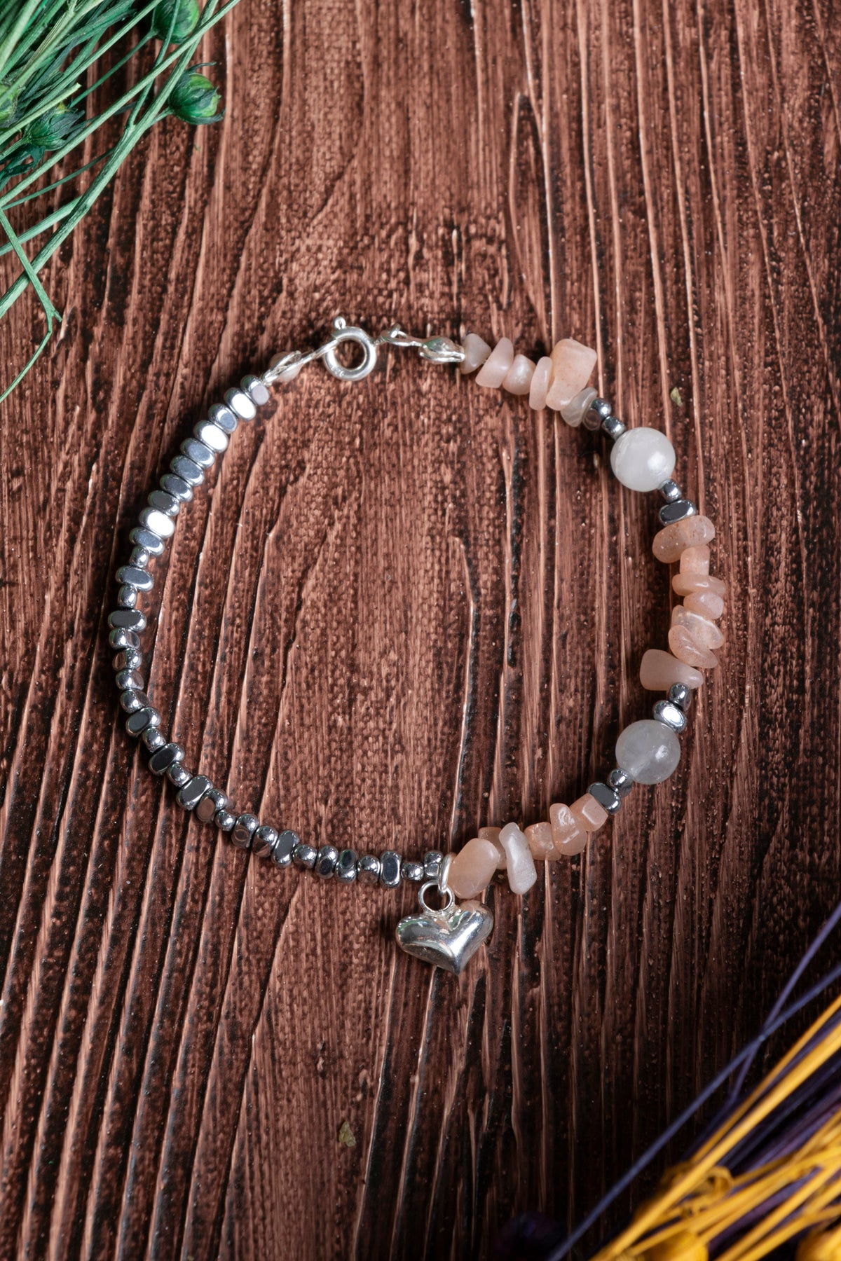 Image of Sertifikalı Güneş Taşı Hematit Ay Taşı Doğal Taş Bileklik