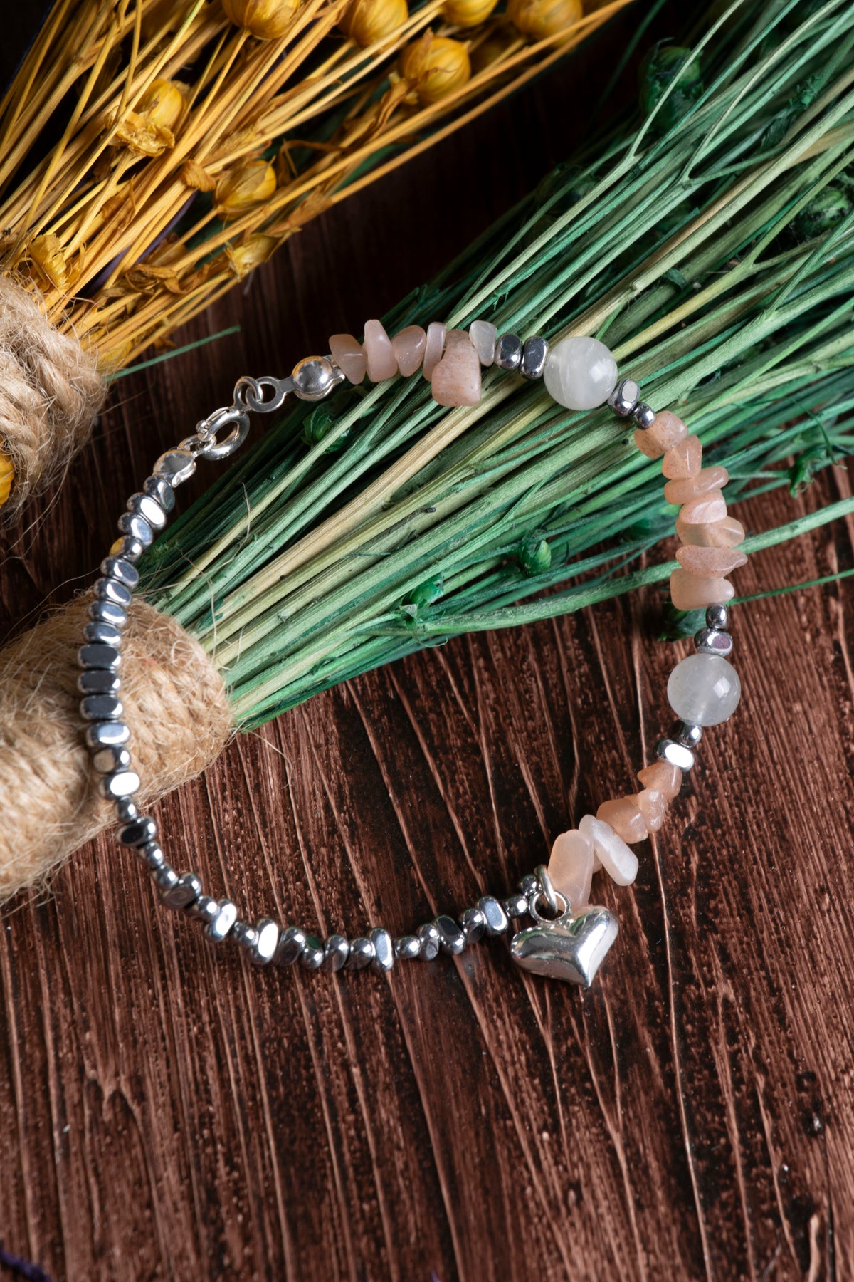 Image of Sertifikalı Güneş Taşı Hematit Ay Taşı Doğal Taş Bileklik