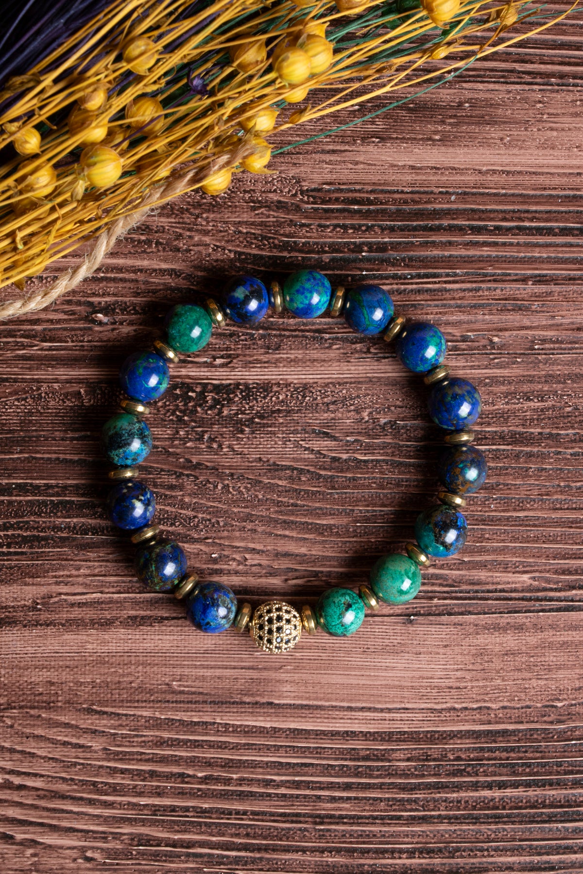 Image of Sertifikalı Azurit Malahit Doğal Taş Bileklik