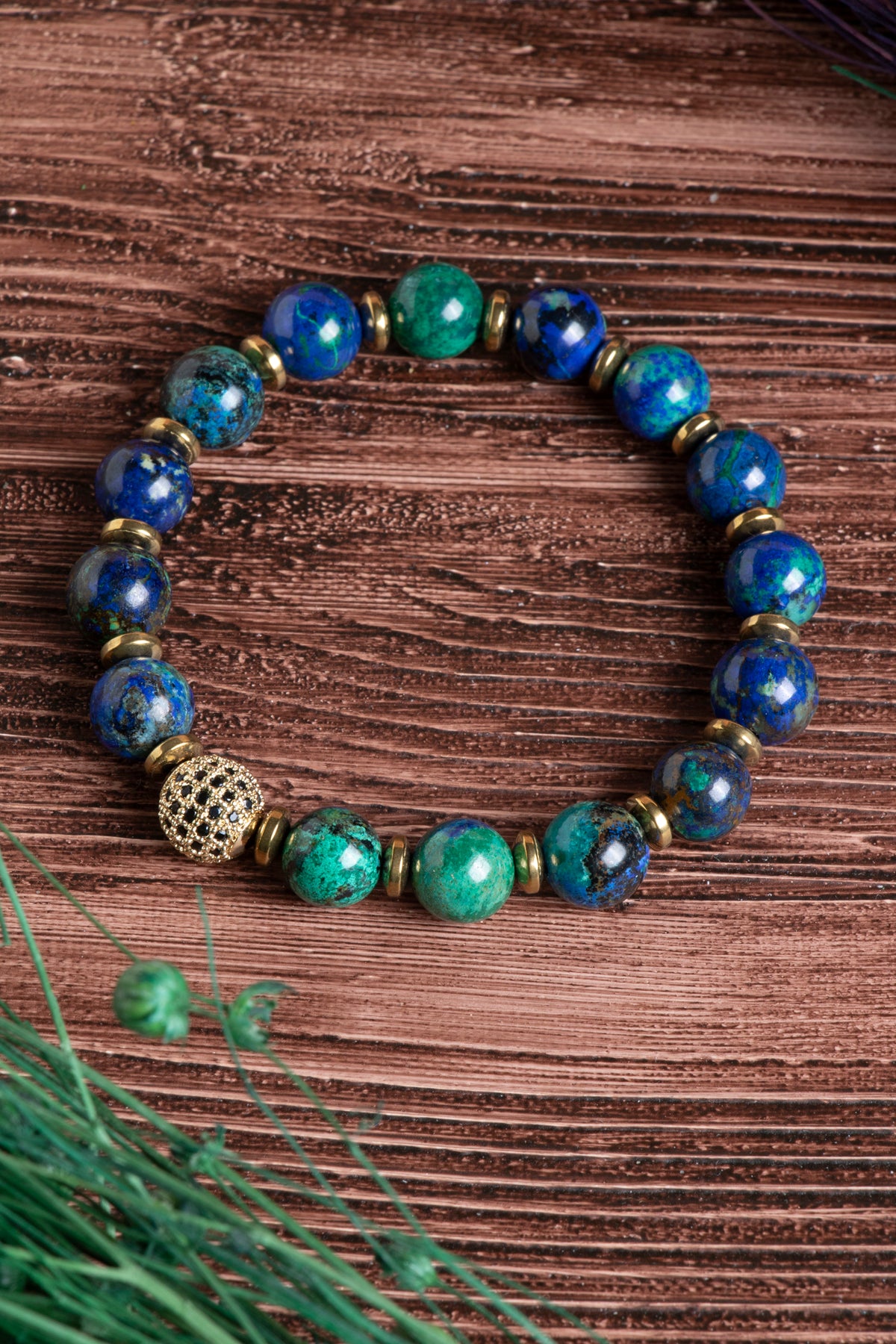 Image of Sertifikalı Azurit Malahit Doğal Taş Bileklik