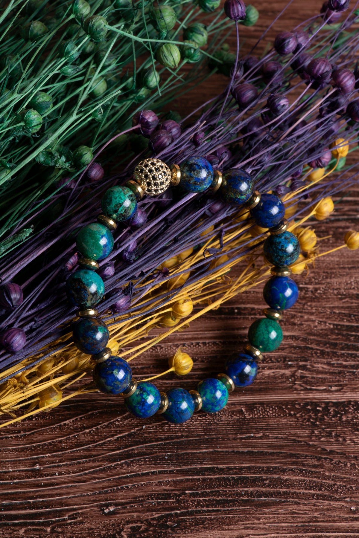 Image of Sertifikalı Azurit Malahit Doğal Taş Bileklik