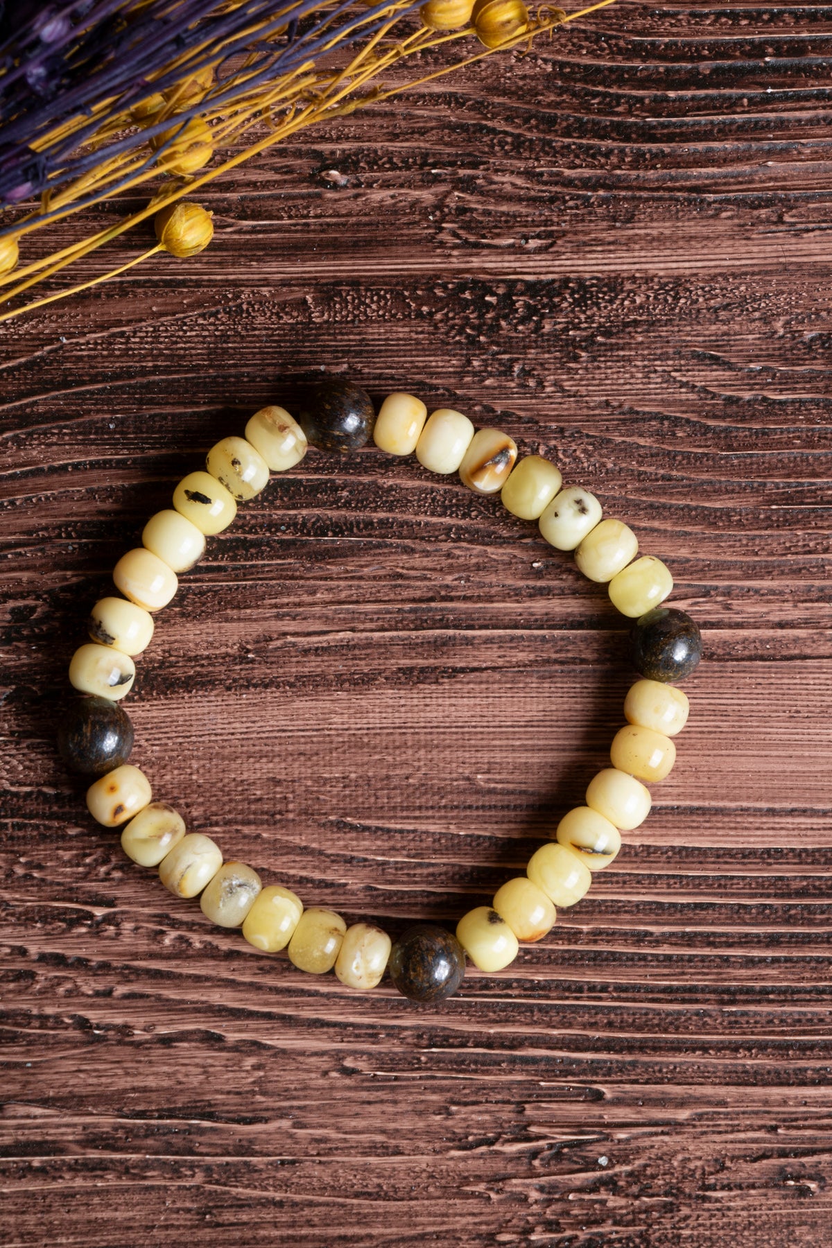 Image of Sertifikalı Bronzit Kehribar Doğal Taş Bileklik