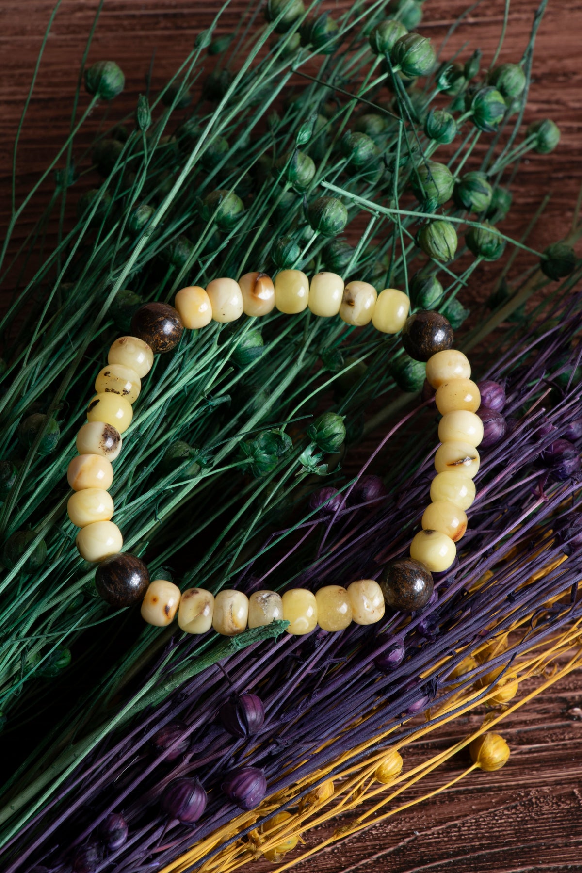 Image of Sertifikalı Bronzit Kehribar Doğal Taş Bileklik