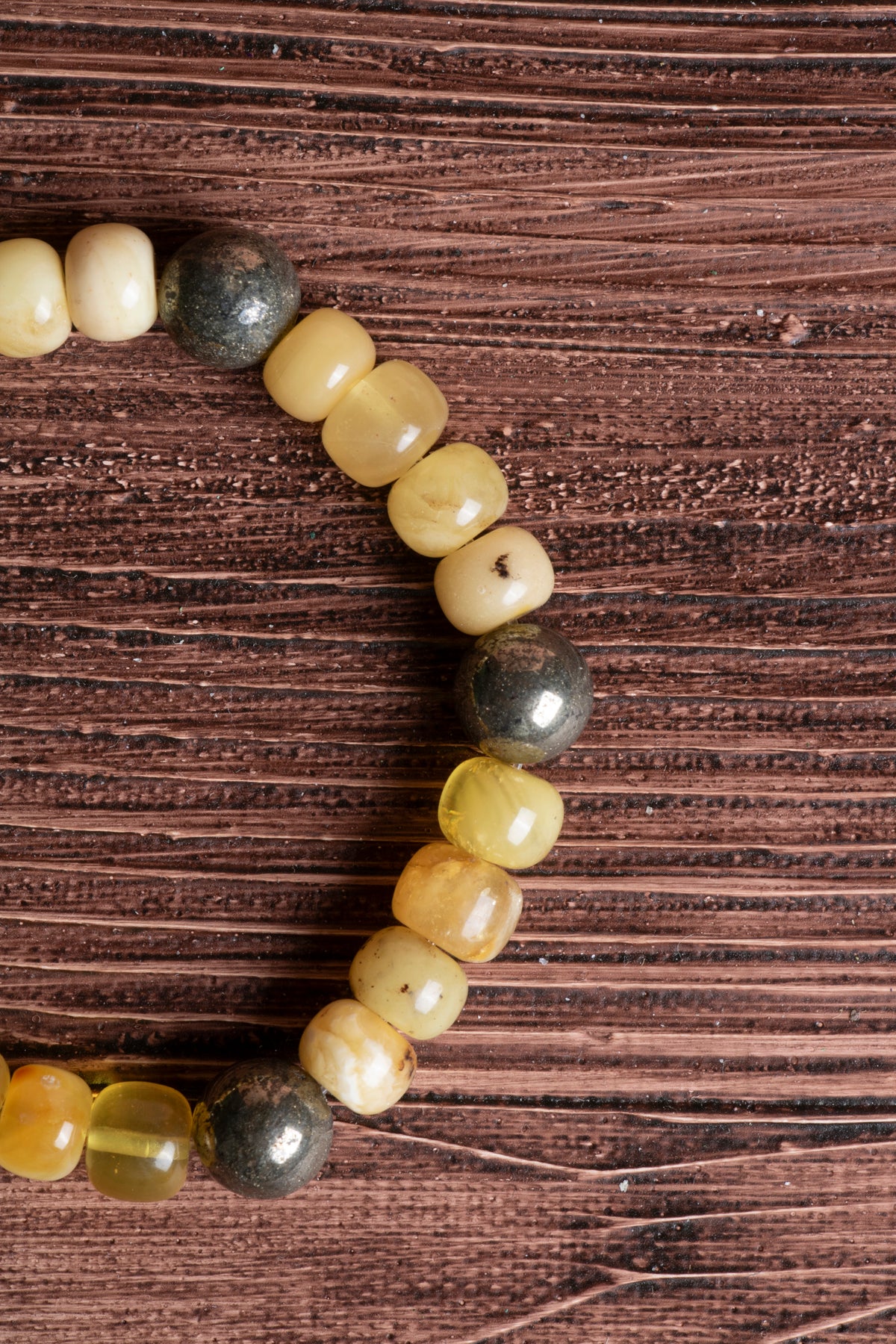 Image of Sertifikalı Pirit Kehribar Doğal Taş Bileklik