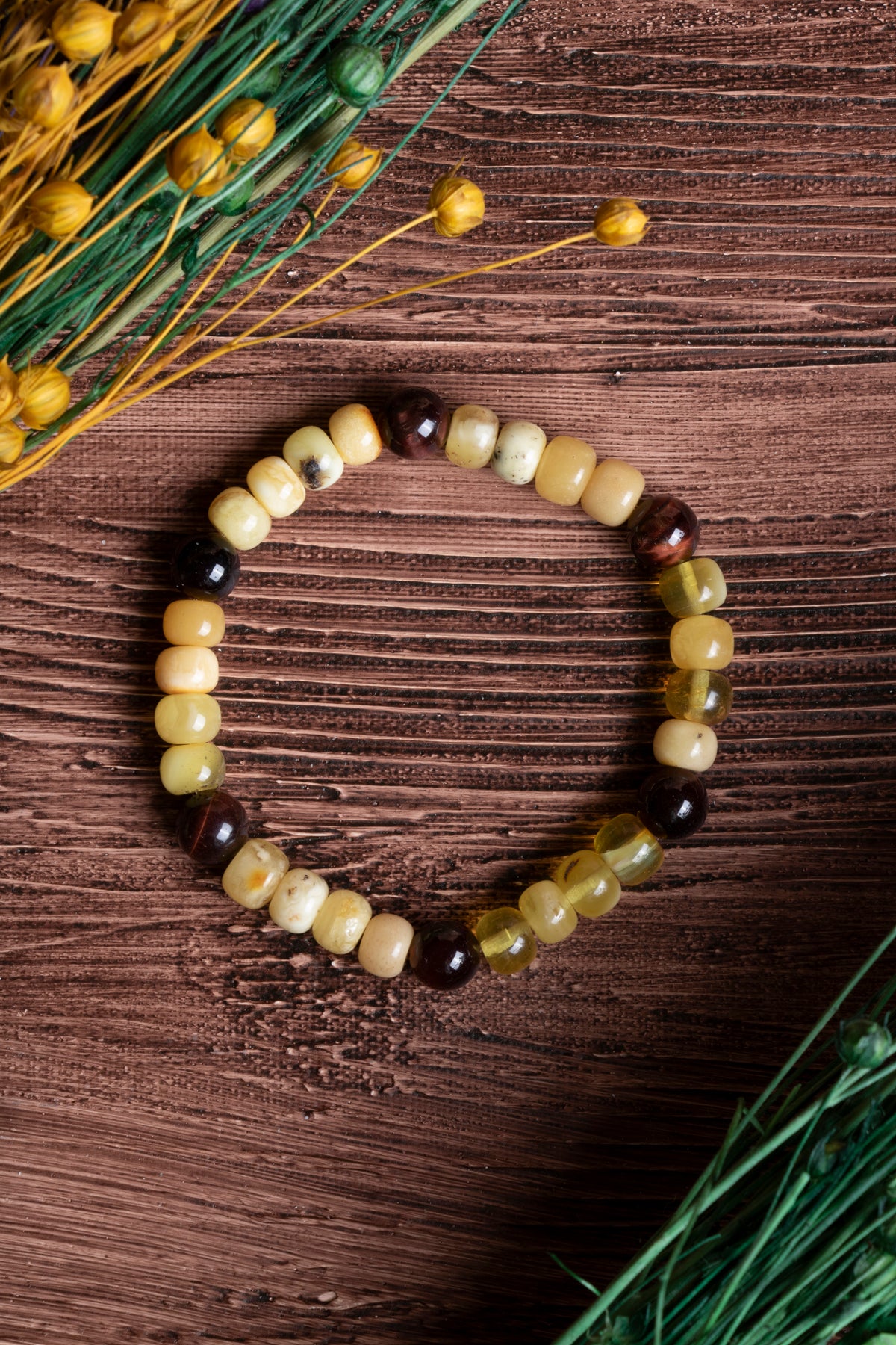 Image of Sertifikalı Kehribar Kaplan Gözü Doğal Taş Bileklik