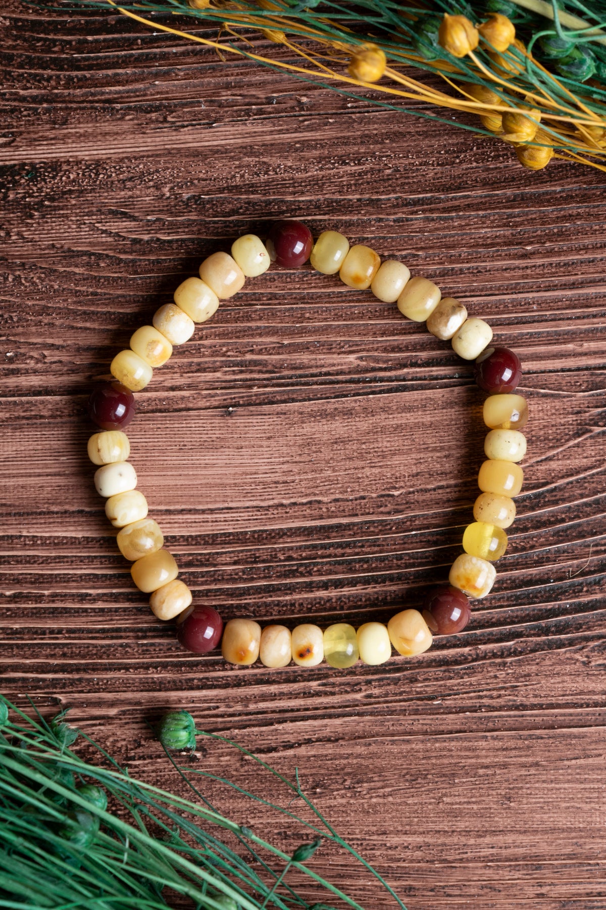 Image of Sertifikalı Kehribar Jasper Doğal Taş Bileklik