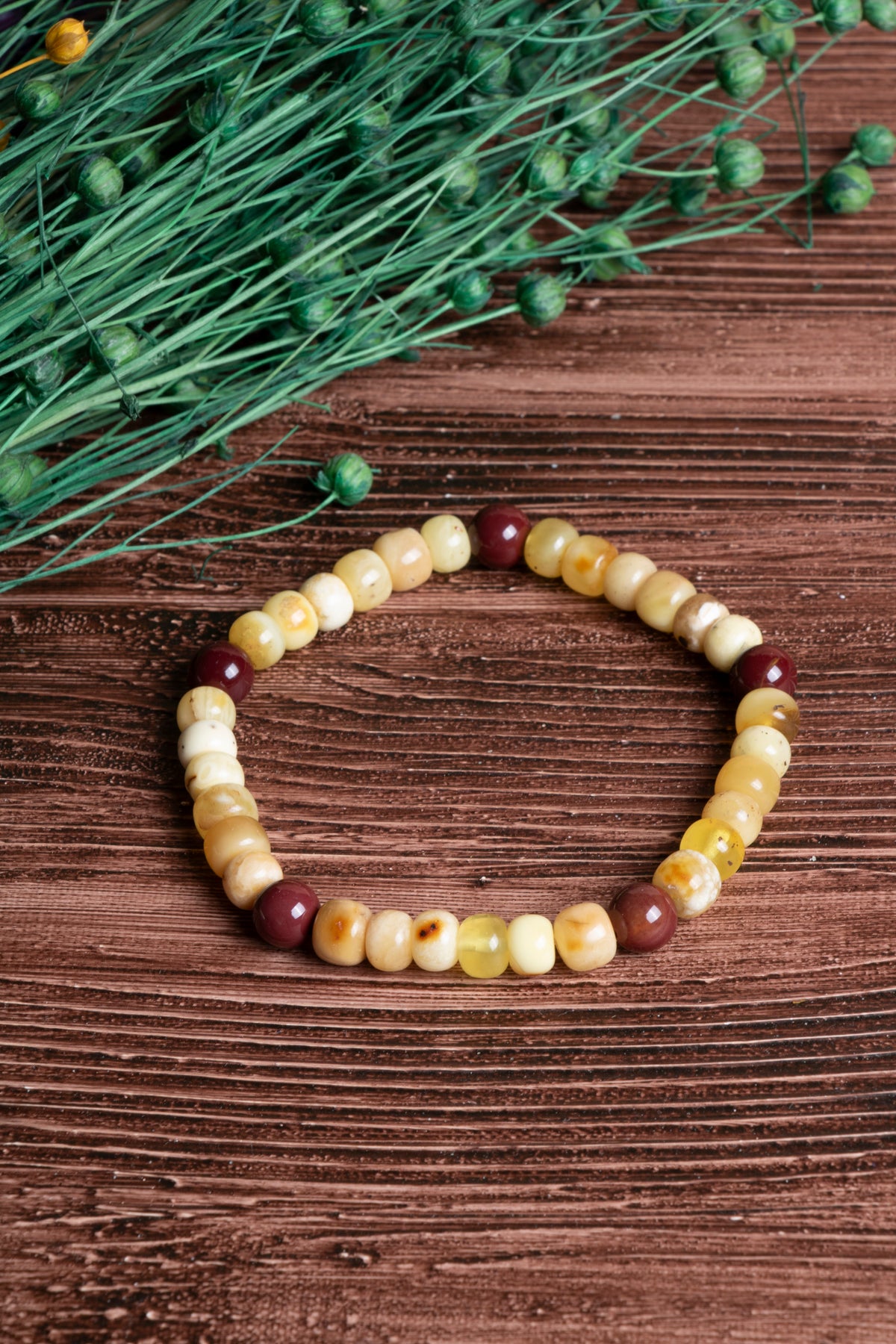 Image of Sertifikalı Kehribar Jasper Doğal Taş Bileklik