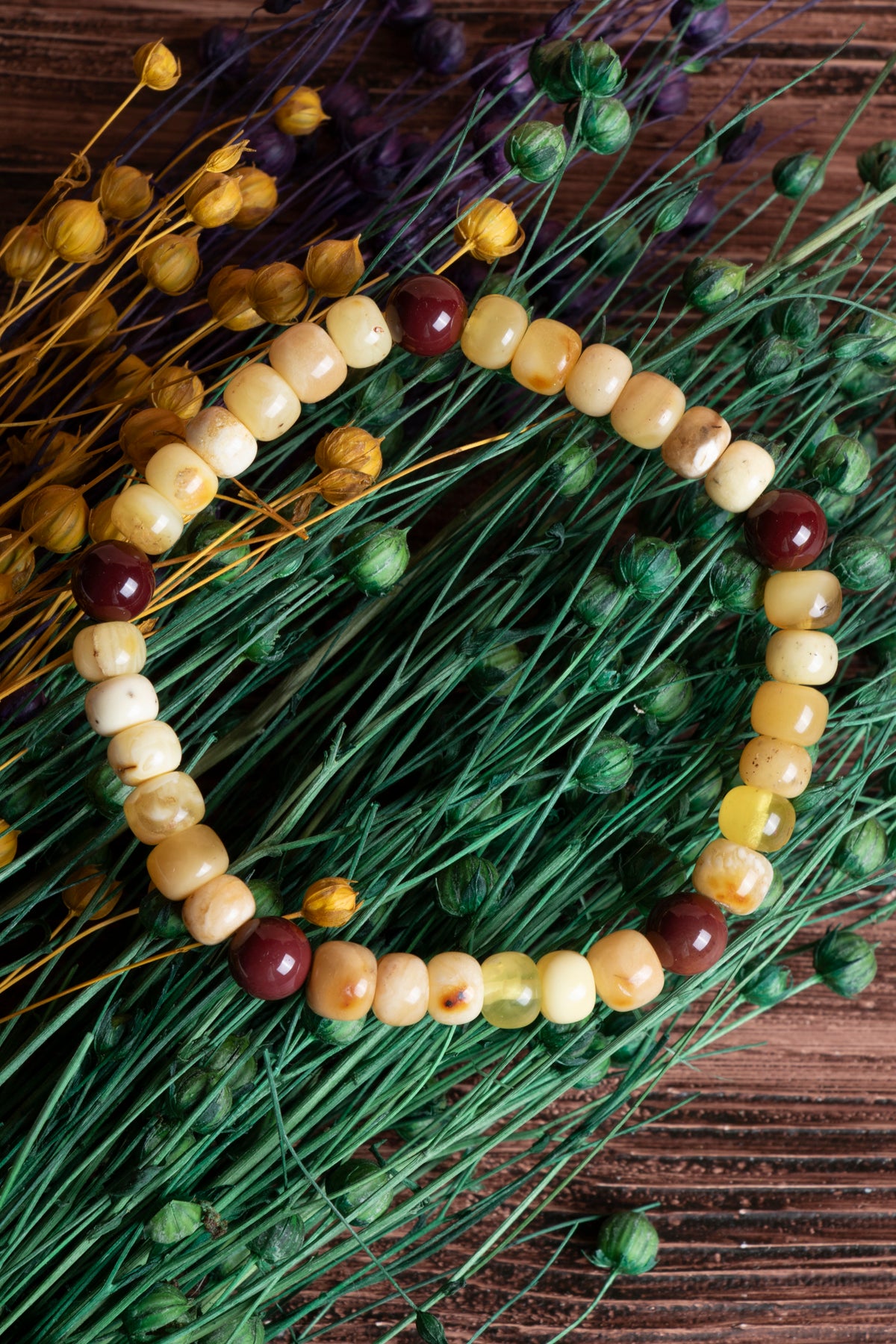 Image of Sertifikalı Kehribar Jasper Doğal Taş Bileklik