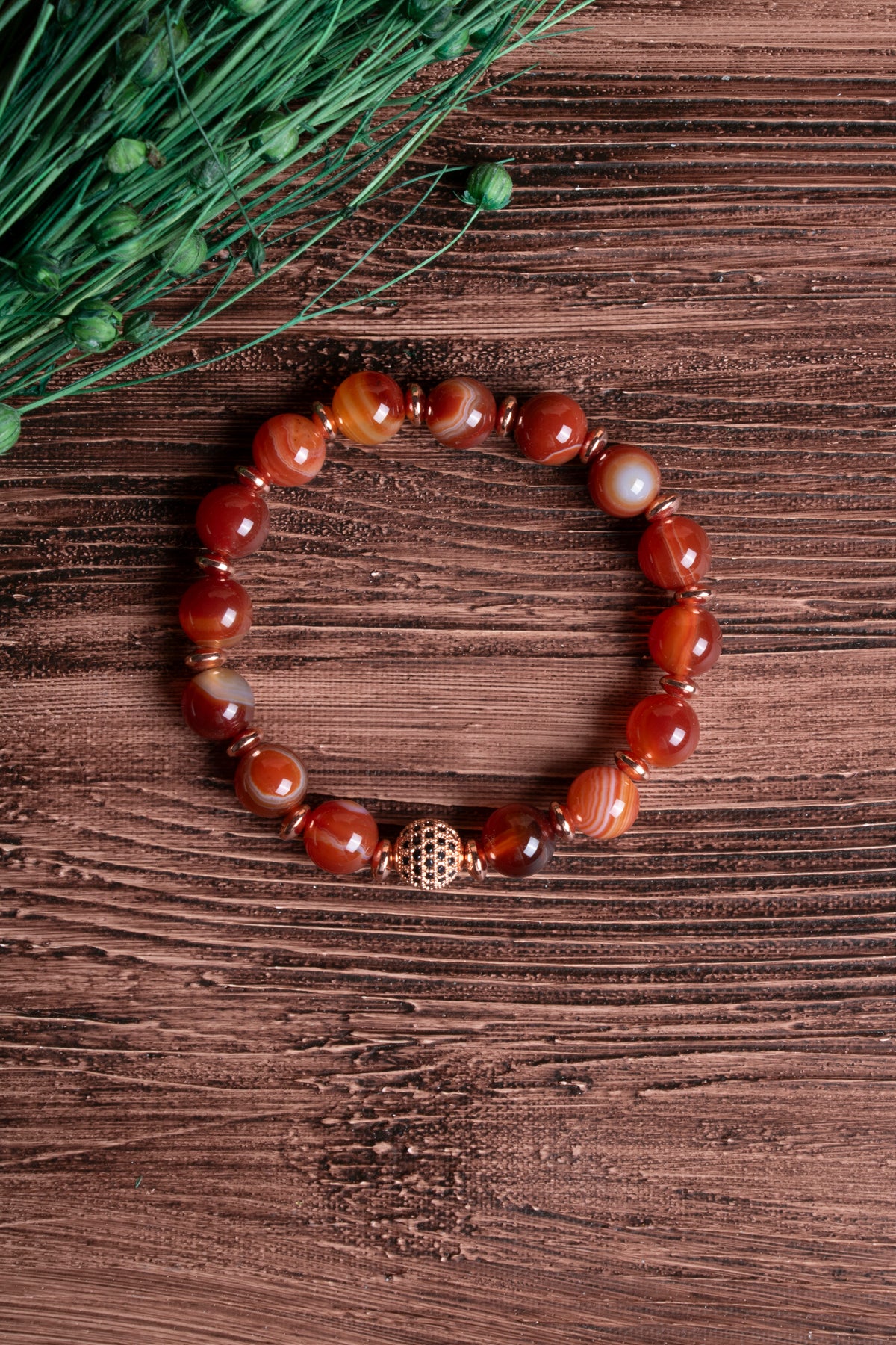 Image of Sertifikalı Akik Doğal Taş Zirkon Aparatlı Bileklik