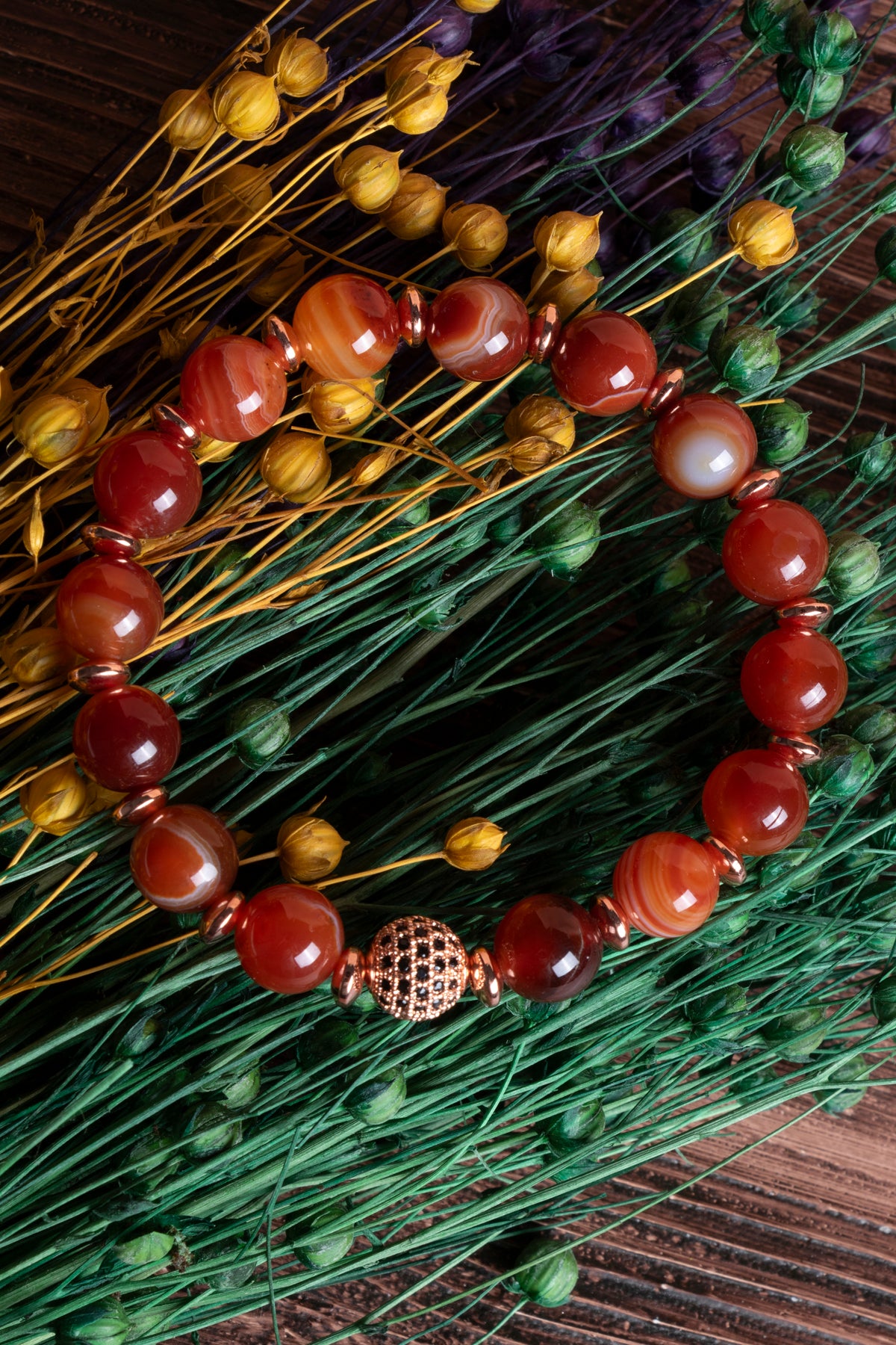 Image of Sertifikalı Akik Doğal Taş Zirkon Aparatlı Bileklik