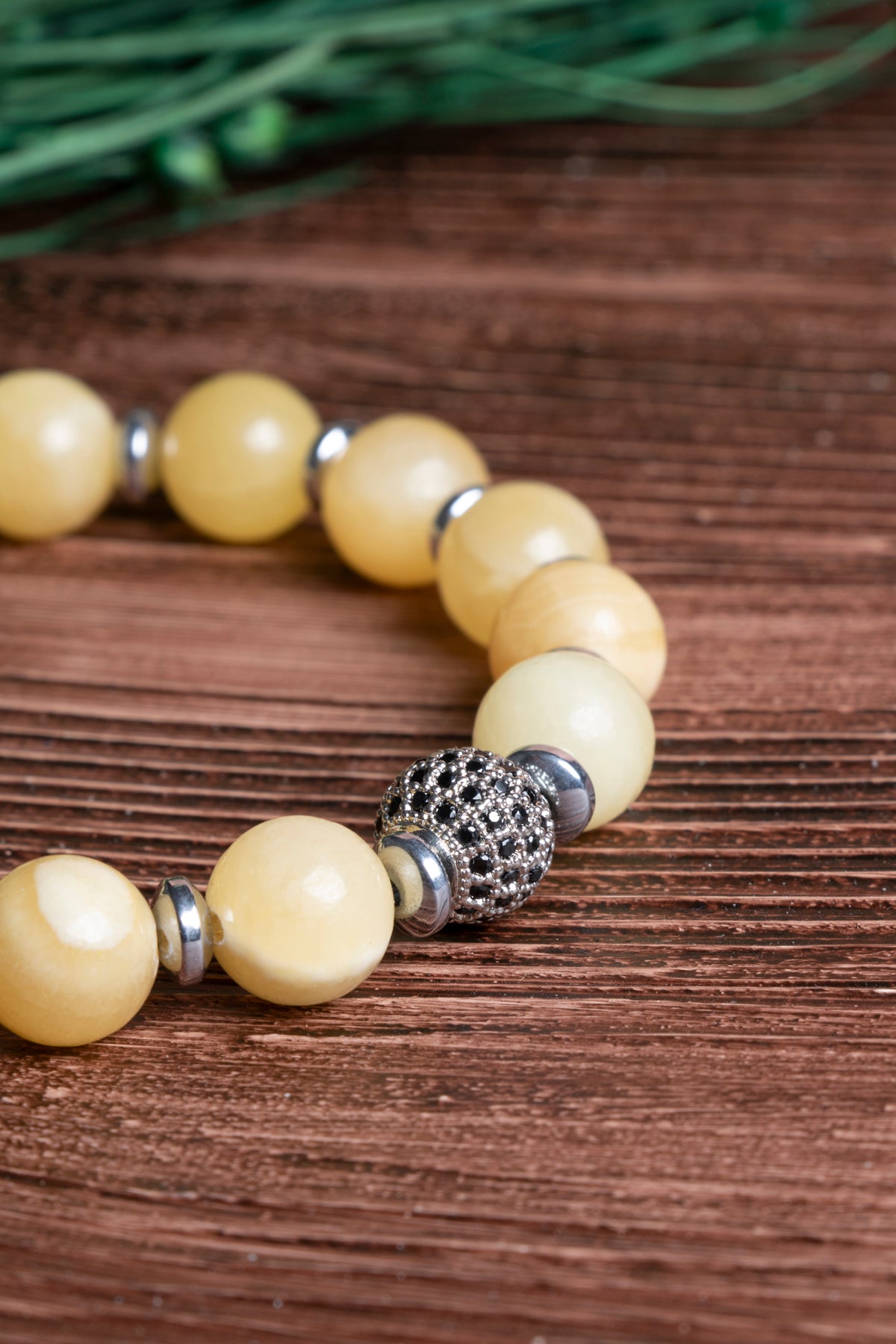 Image of Sertifikalı Kalsit Doğal Taş Zirkon Aparatlı Bileklik