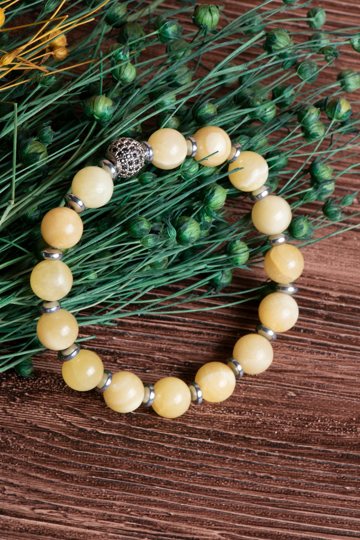 Image of Sertifikalı Kalsit Doğal Taş Zirkon Aparatlı Bileklik