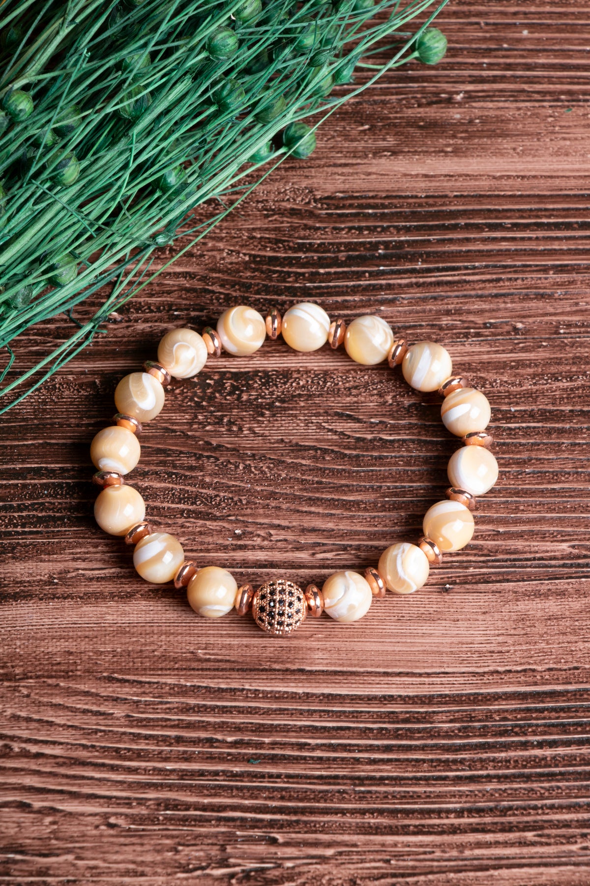 Image of Sertifikalı Sedef Doğal Taş Zirkon Aparatlı Bileklik