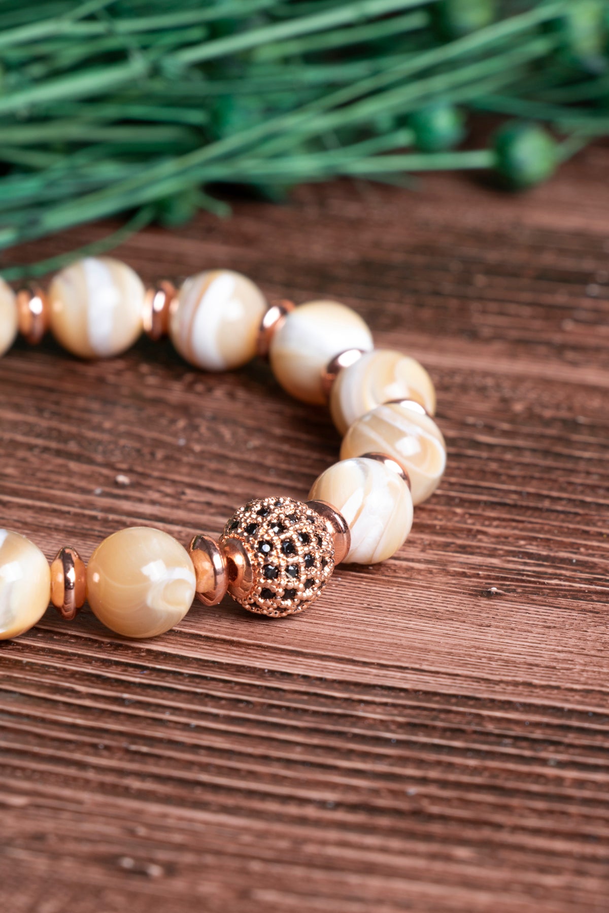 Image of Sertifikalı Sedef Doğal Taş Zirkon Aparatlı Bileklik