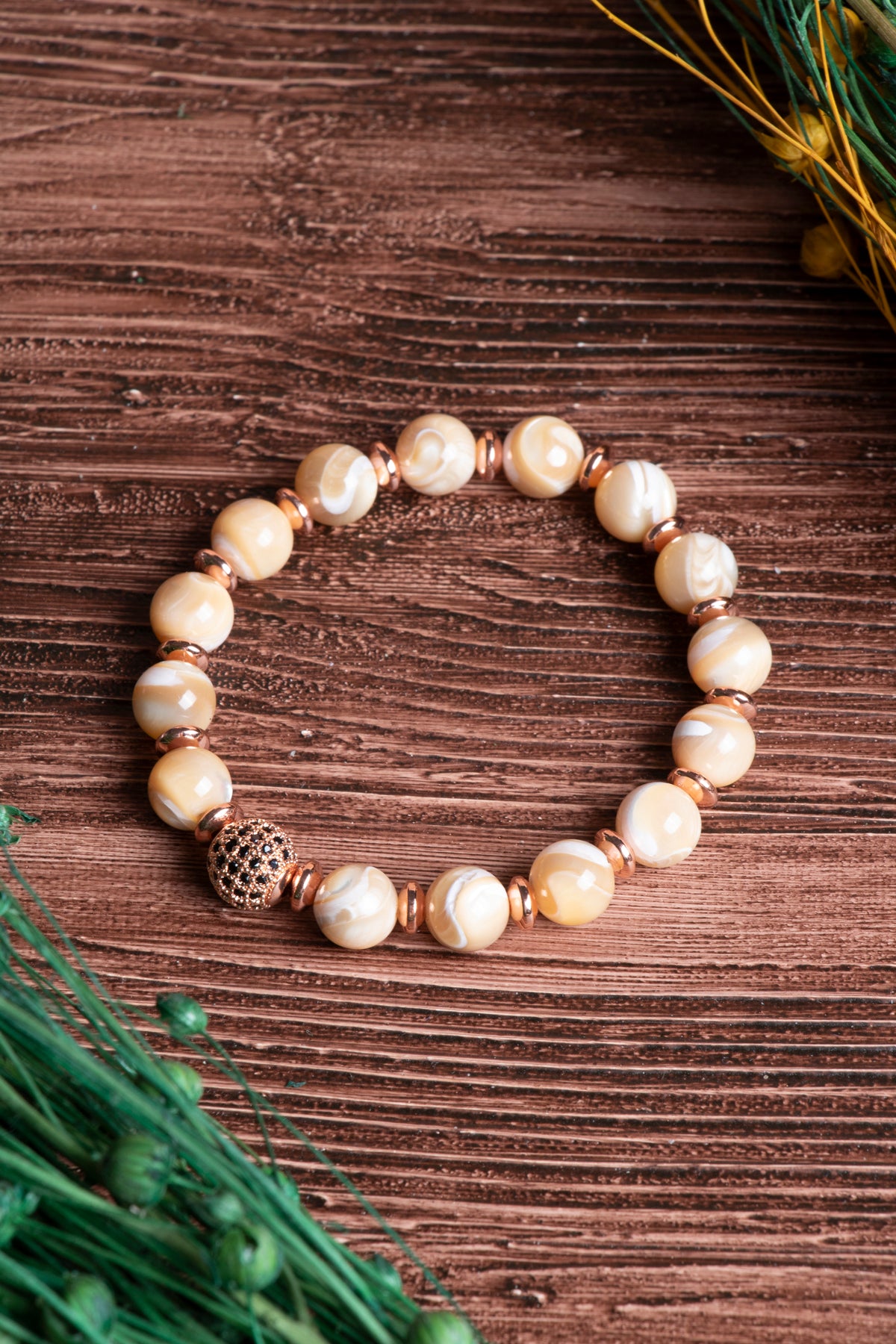 Image of Sertifikalı Sedef Doğal Taş Zirkon Aparatlı Bileklik