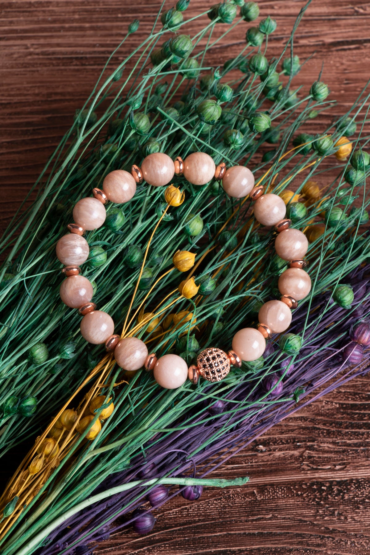 Image of Sertifikalı Güneş Taşı ve Hematit Doğal Taş Bileklik