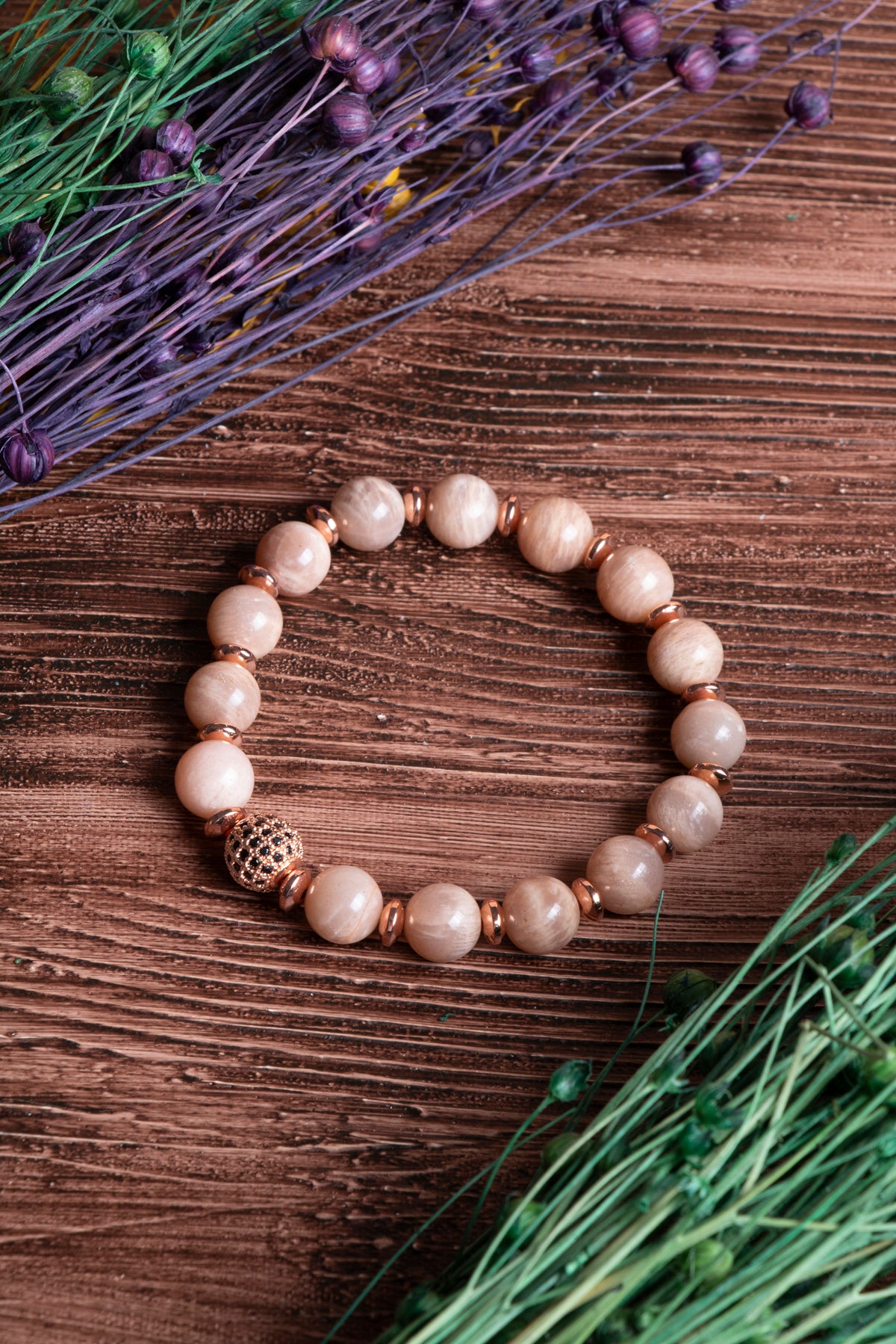 Image of Sertifikalı Güneş Taşı ve Hematit Doğal Taş Bileklik